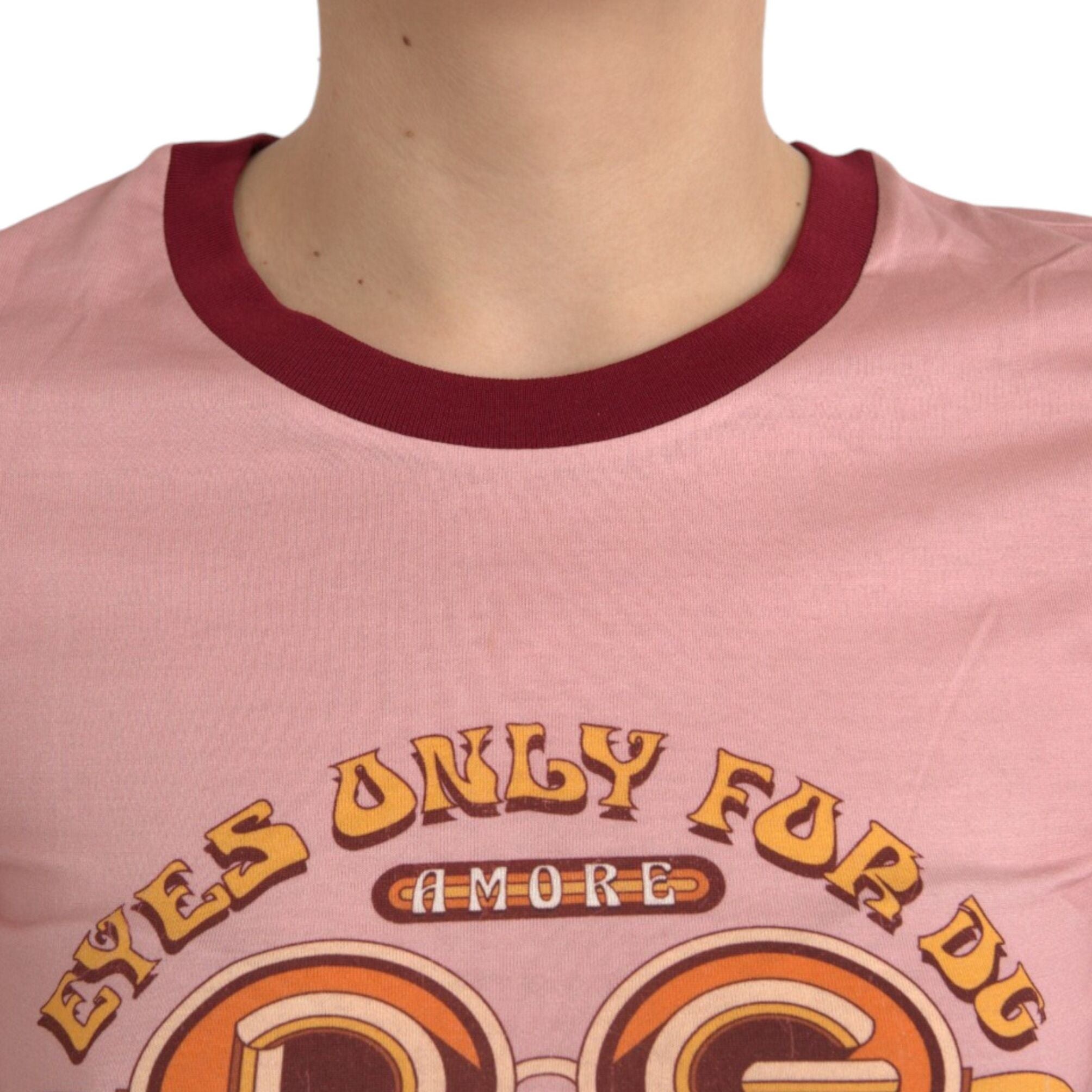 Dolce & Gabbana Pink Cotton Short Sleeves Crew Neck T-shirt