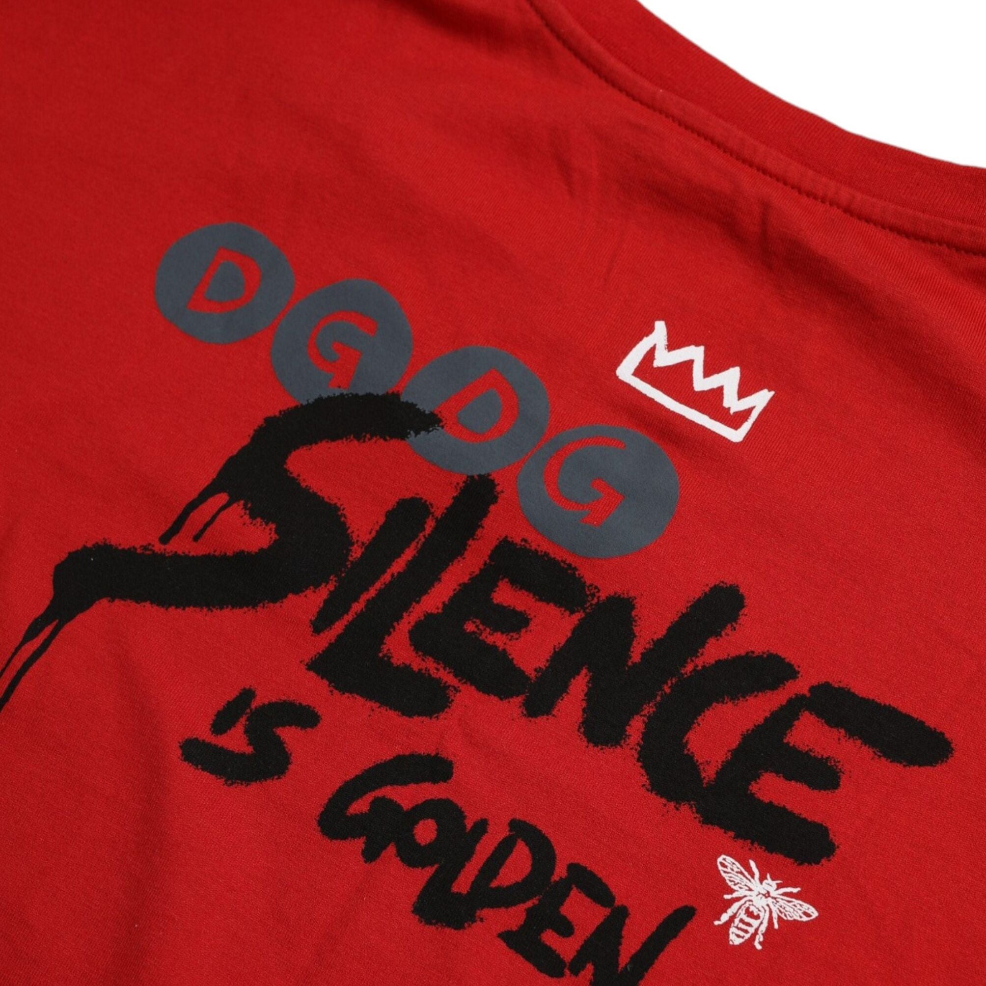 Dolce & Gabbana Red Cotton Graphic Print Crew Neck T-shirt