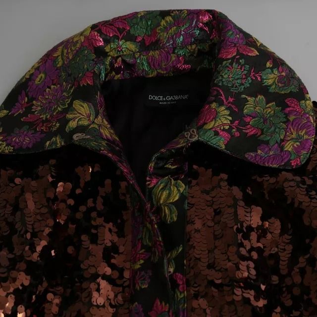 Dolce & Gabbana Multicolor Sequined Long Coat Jaquard Jacket
