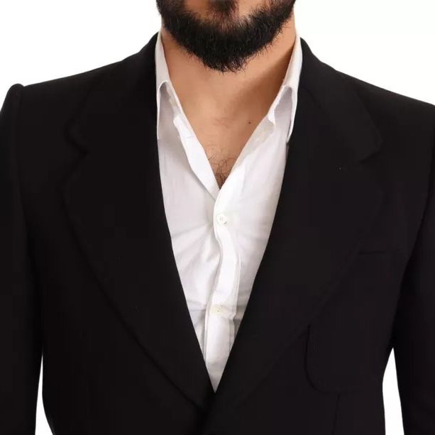 Dolce & Gabbana Black Wool Slim Fit Coat Jacket Blazer