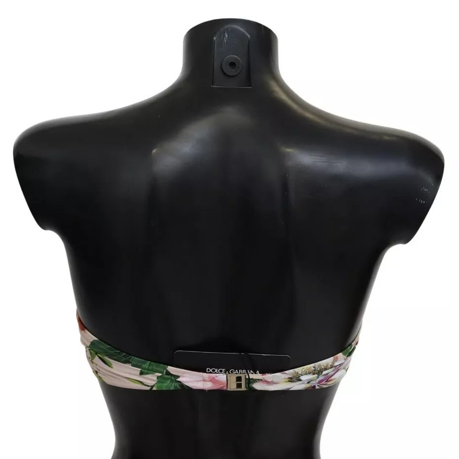 Dolce & Gabbana Pink Floral Print Swimsuit Beachwear Bikini Top