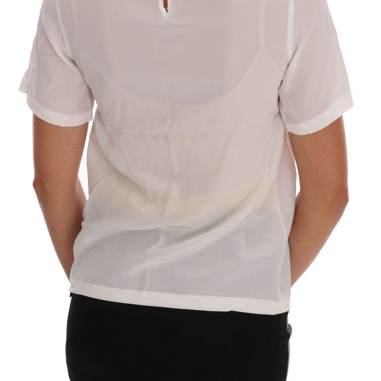 Dolce & Gabbana White Silk ITALIA IS LOVE Blouse T-shirt