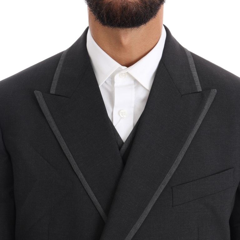 Dolce & Gabbana Gray Wool Stretch 3 Piece Two Button Suit