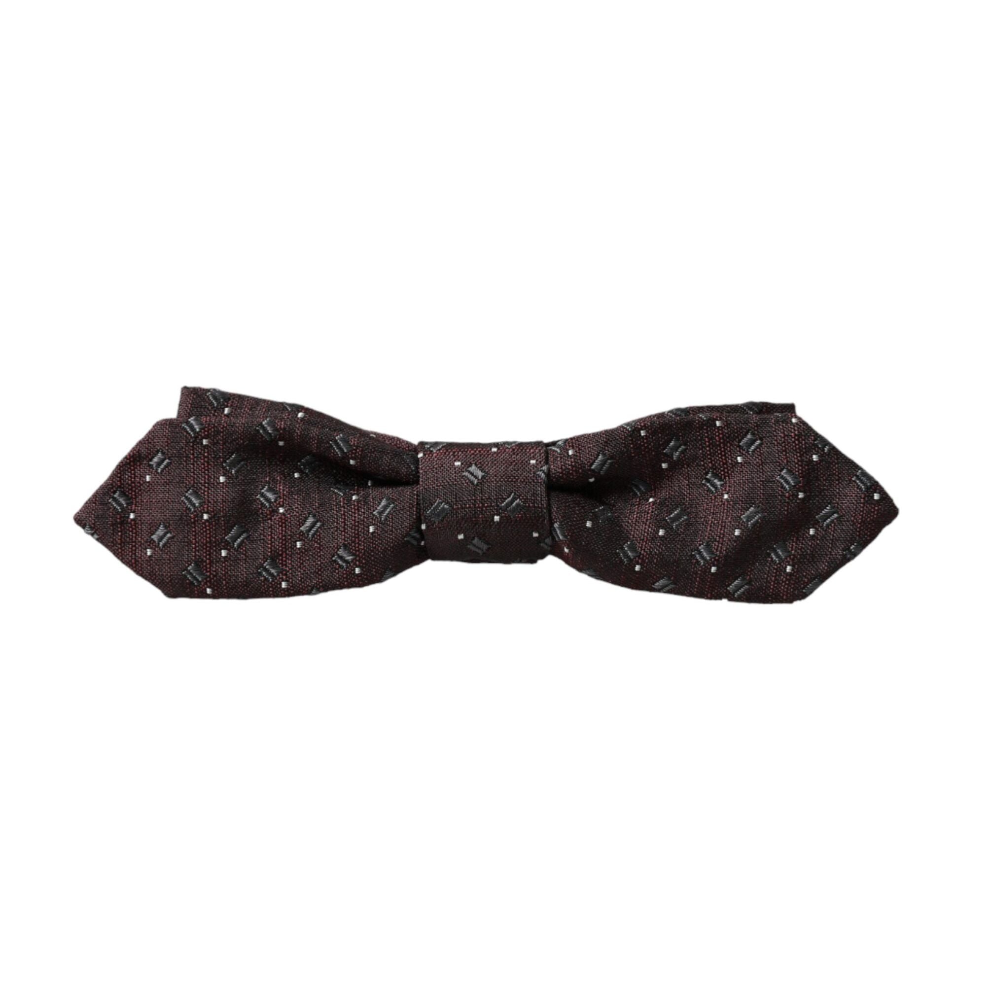 Dolce & Gabbana Maroon Silk Patterned Adjustable Neck Papillon Bow Tie