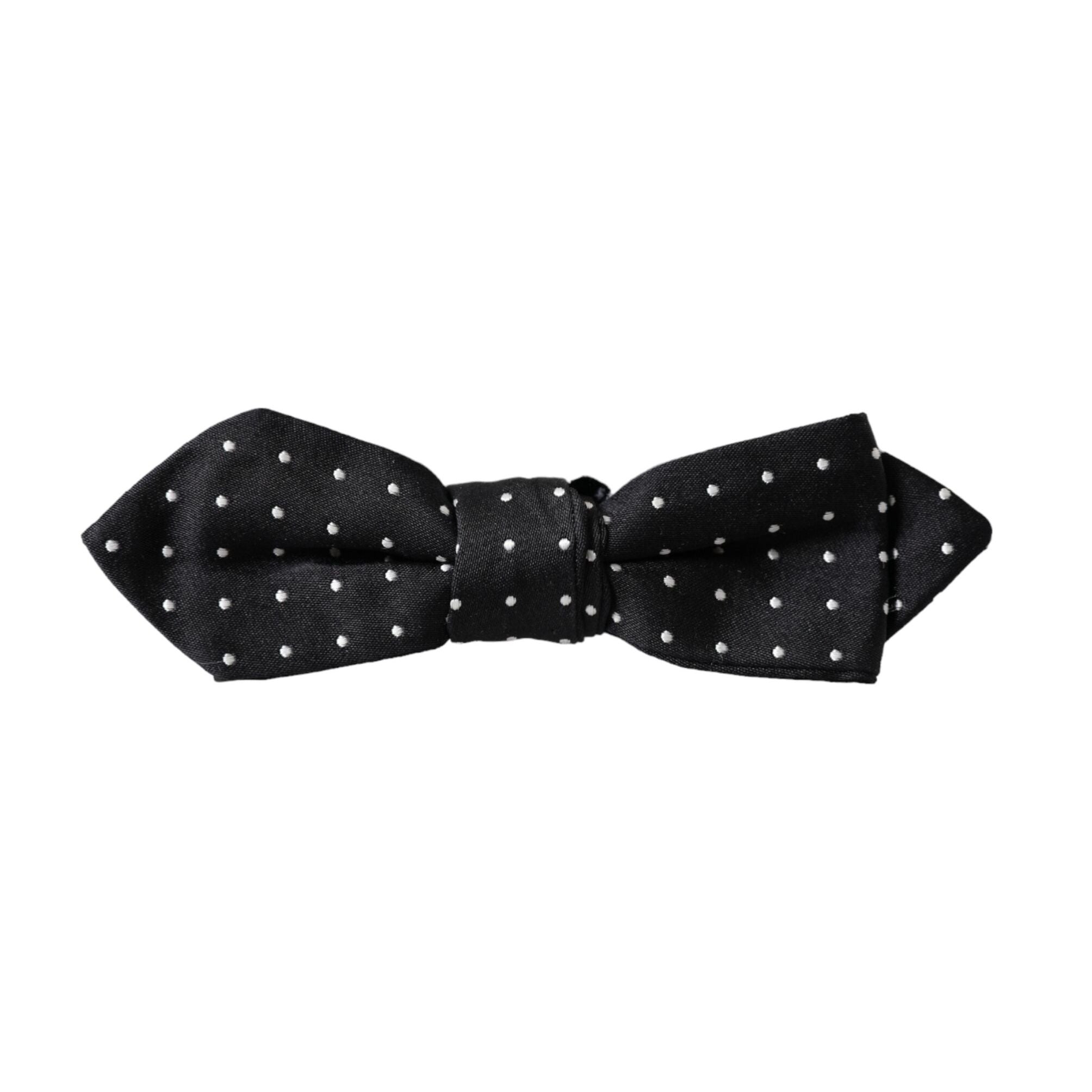 Dolce & Gabbana Black Silk Polka Dot Adjustable Neck Men Papillon Bow Tie