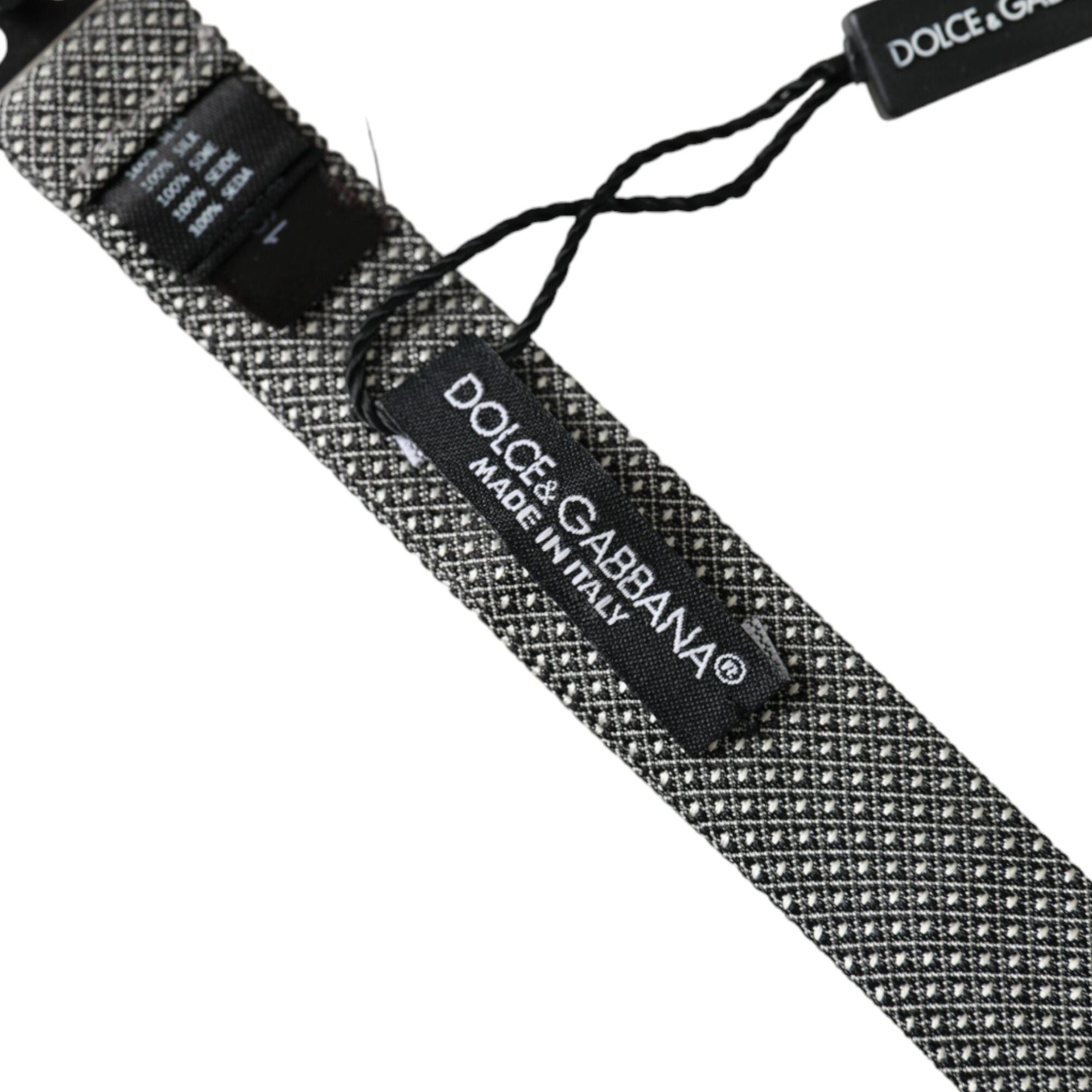 Dolce & Gabbana Gray Silk Patterned Adjustable Neck Men Papillon Bow Tie