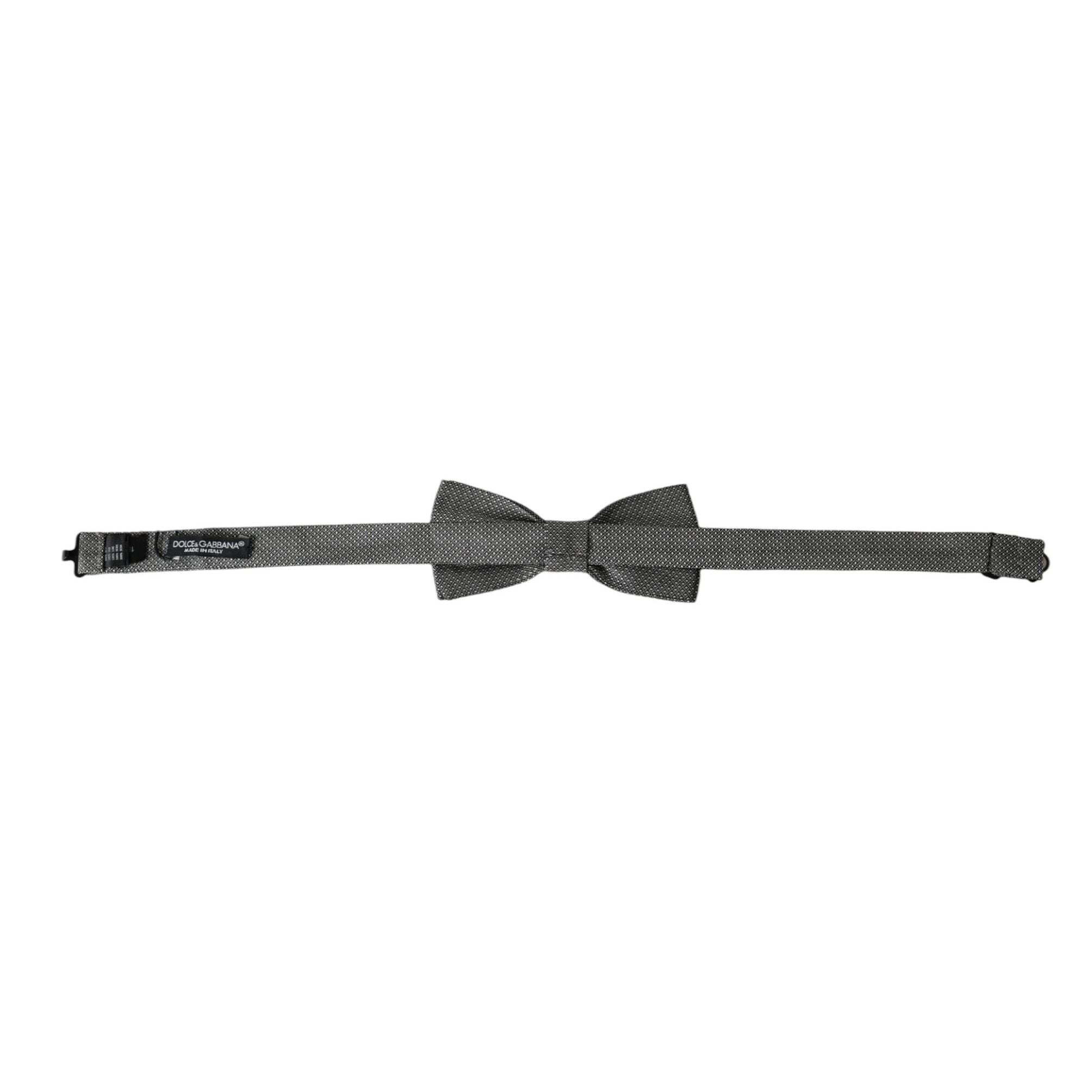 Dolce & Gabbana Gray Silk Patterned Adjustable Neck Men Papillon Bow Tie