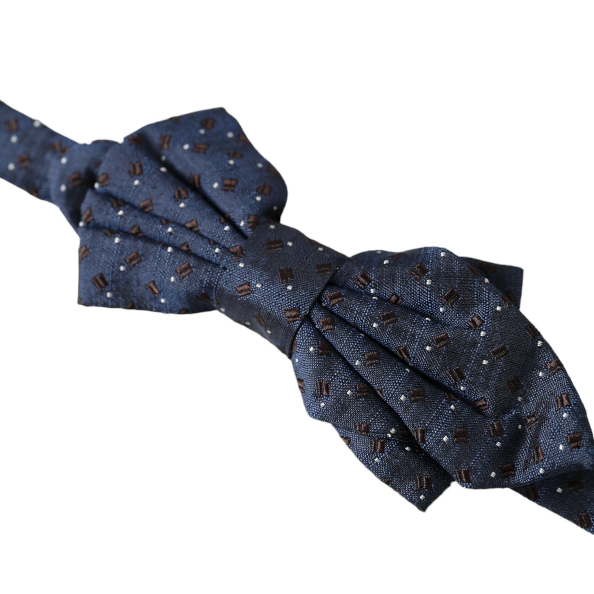 Dolce & Gabbana Navy Blue Silk Patterned Adjustable Men Papillon Bow Tie
