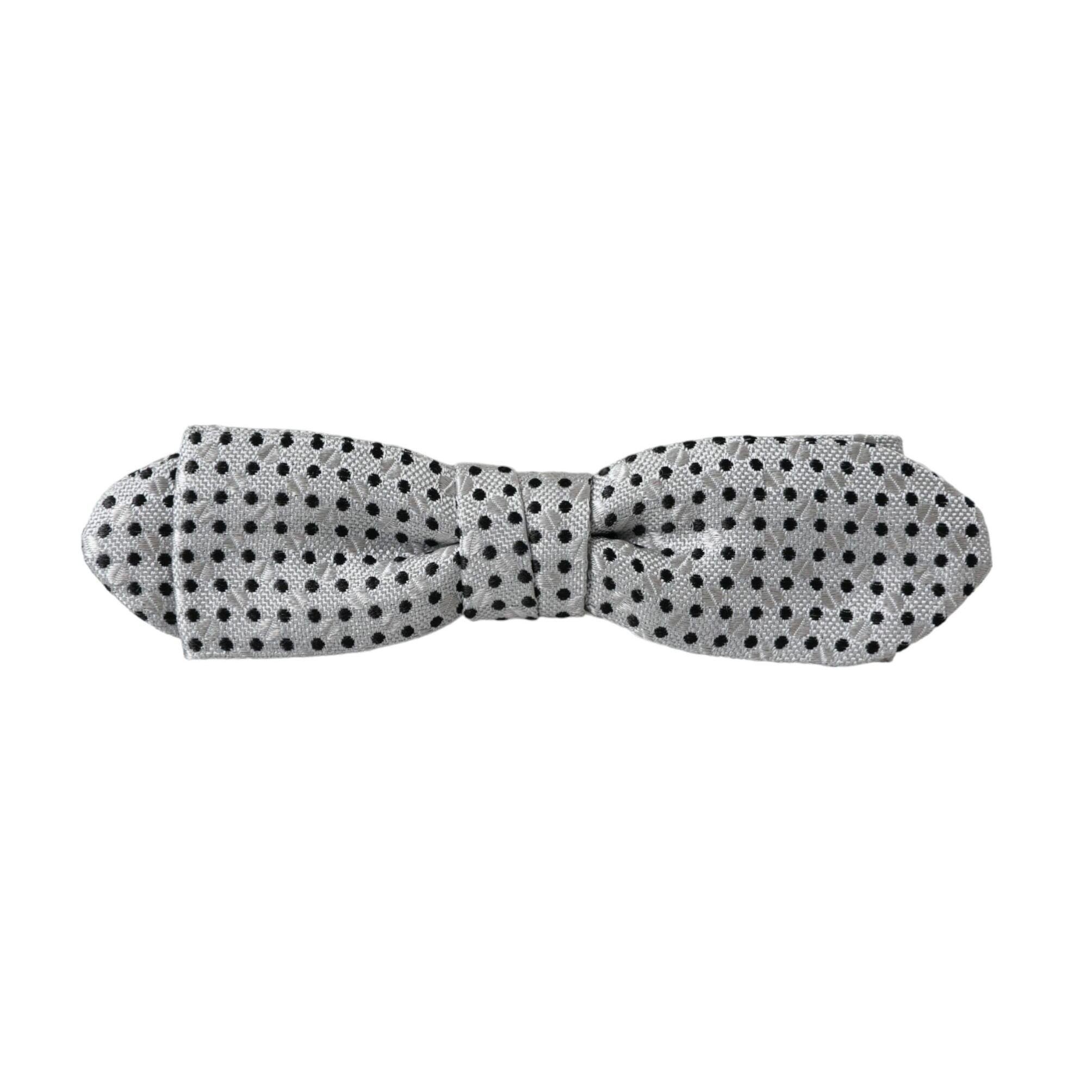 Dolce & Gabbana Gray Silk Polka Dot Adjustable Neck Men Papillon Bow Tie