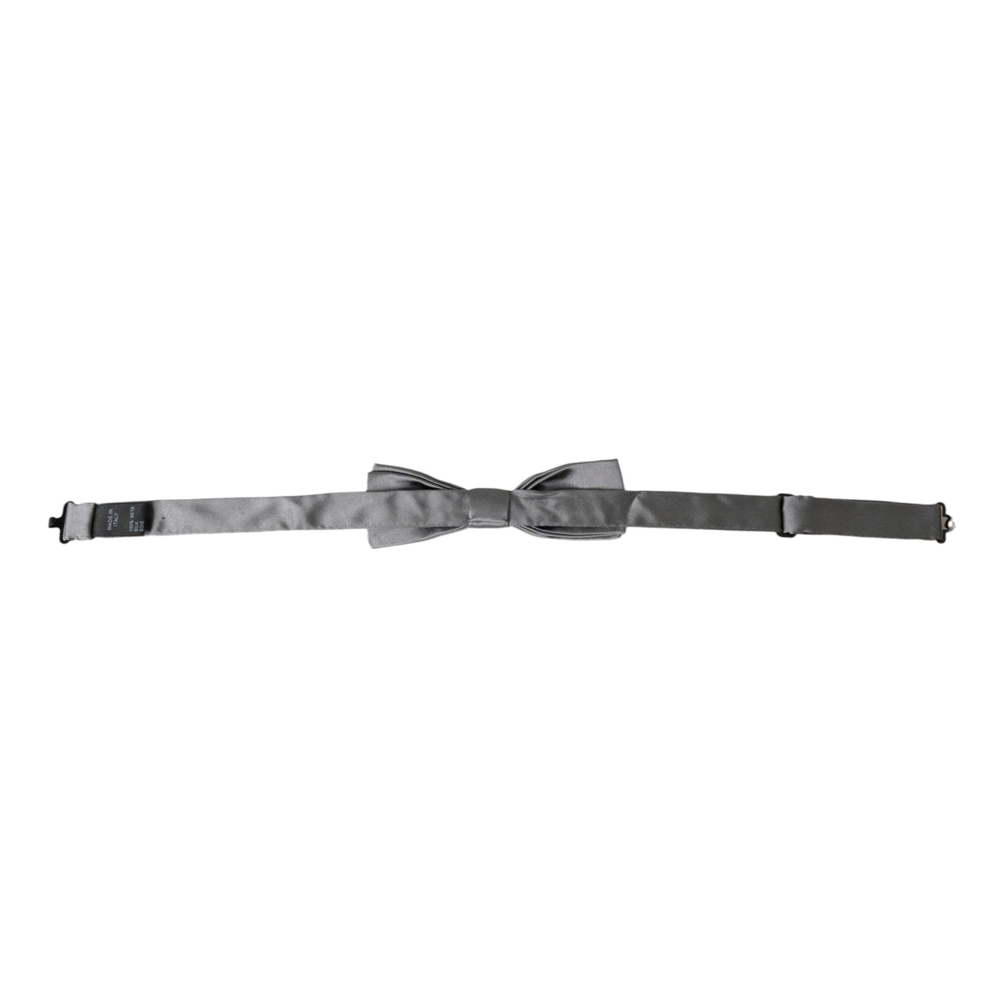 Dolce & Gabbana Gray Satin Silk Adjustable Neck Men Papillon Bow Tie