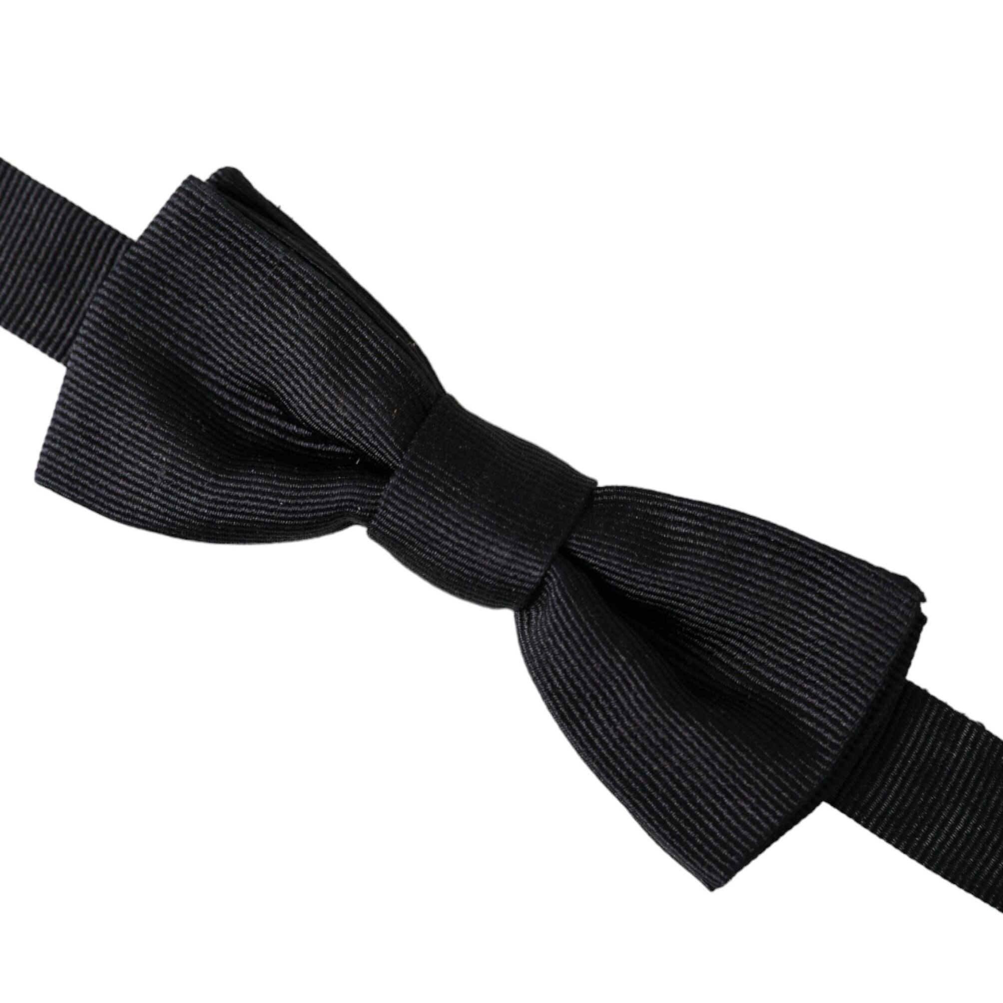 Dolce & Gabbana Black Silk Adjustable Neck Men Bow Tie