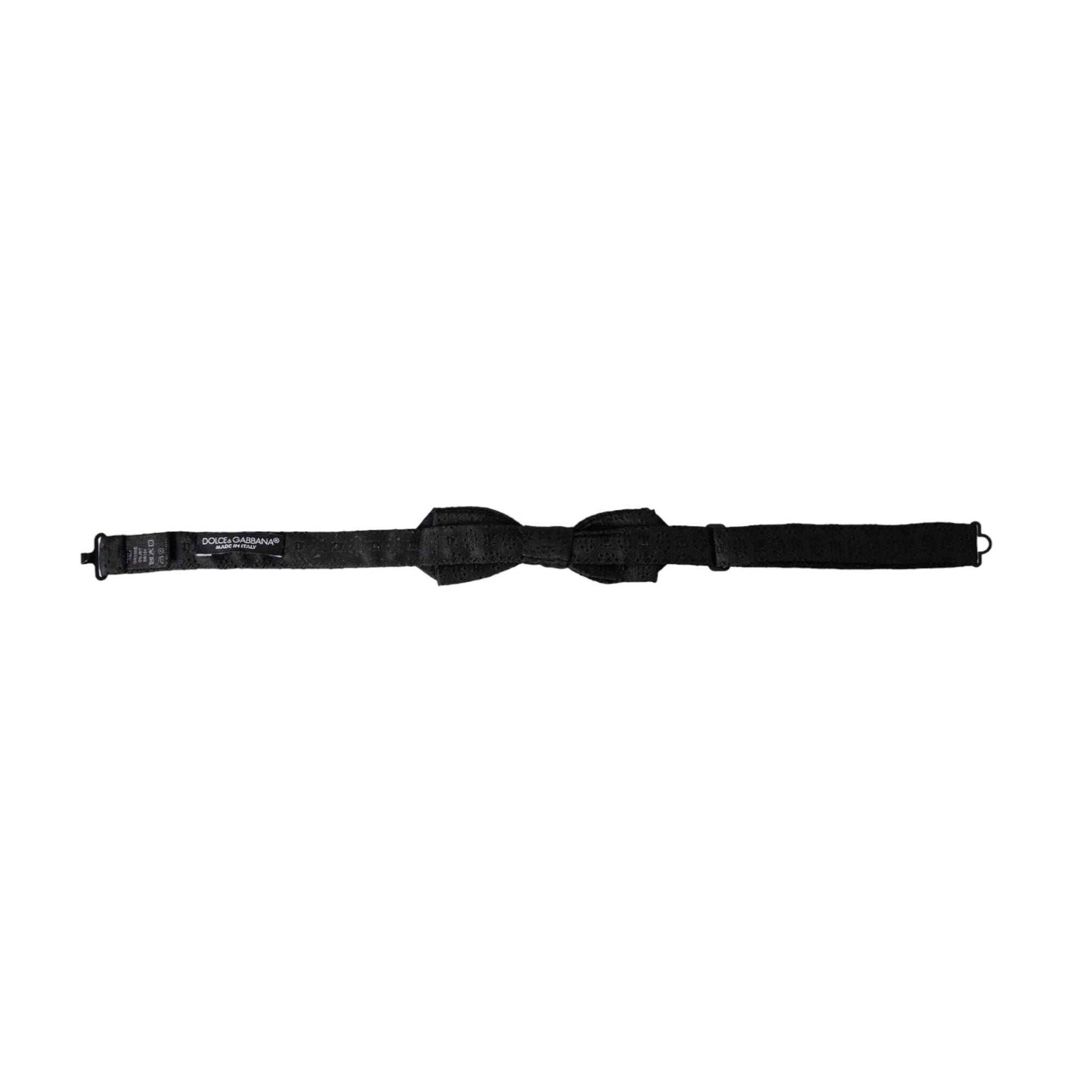 Dolce & Gabbana Black Silk Fantasy Adjustable Neck Men Bow Tie