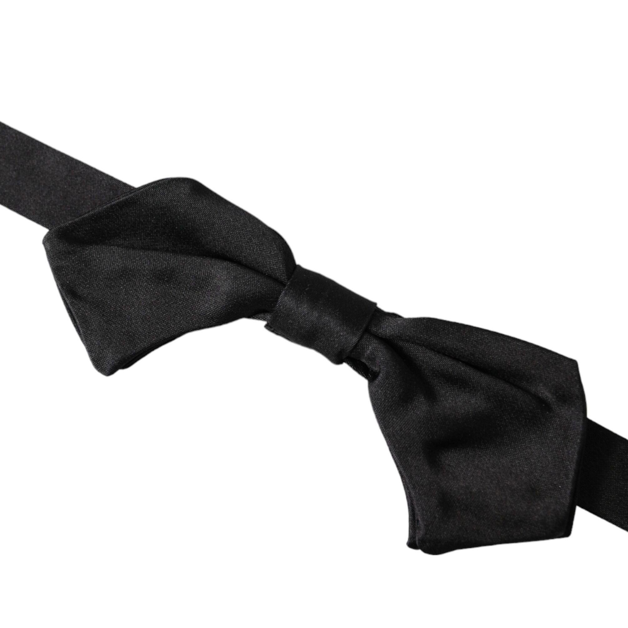 Dolce & Gabbana Black Satin Silk Adjustable Neck Men Bow Tie