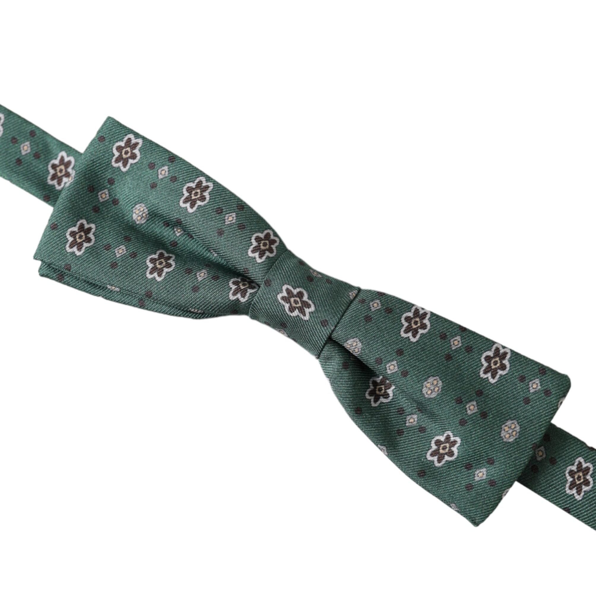 Dolce & Gabbana Mint Green Floral Adjustable Neck Men Bow Tie