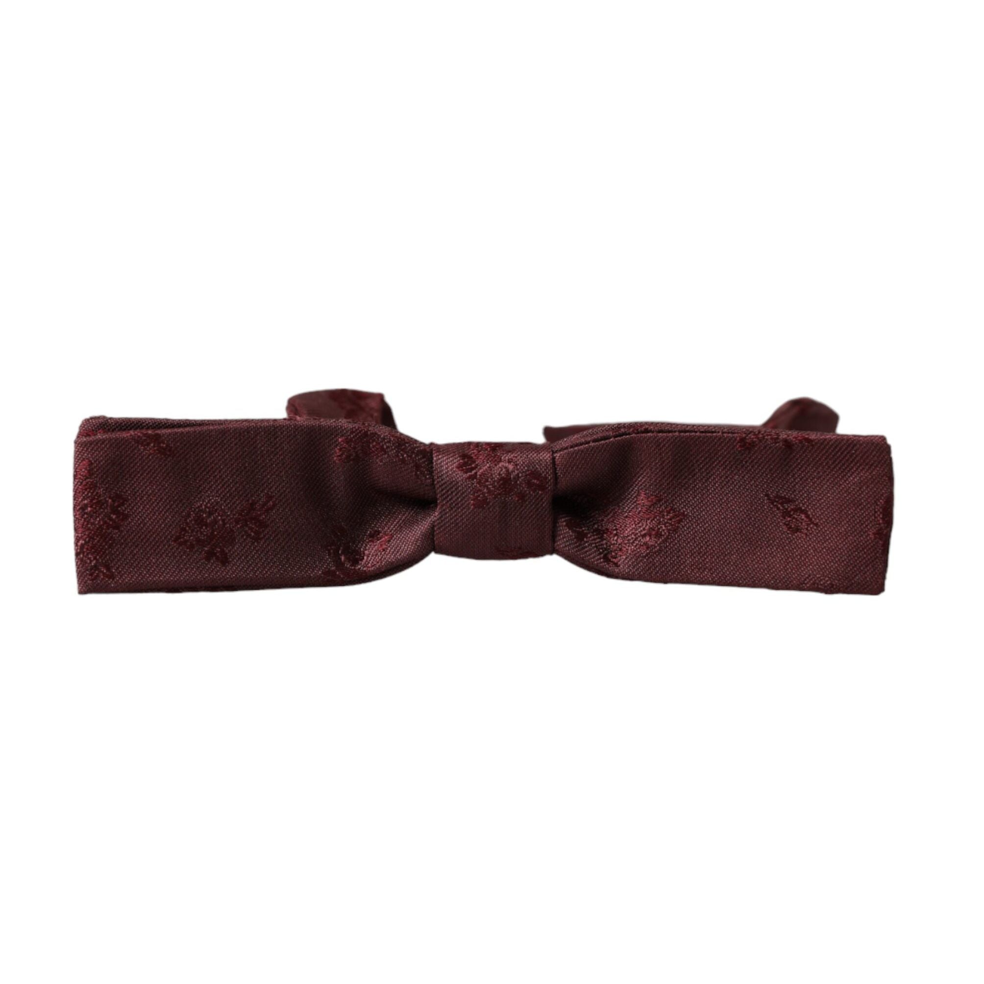 Dolce & Gabbana Maroon Floral Silk Adjustable Neck Men Bow Tie