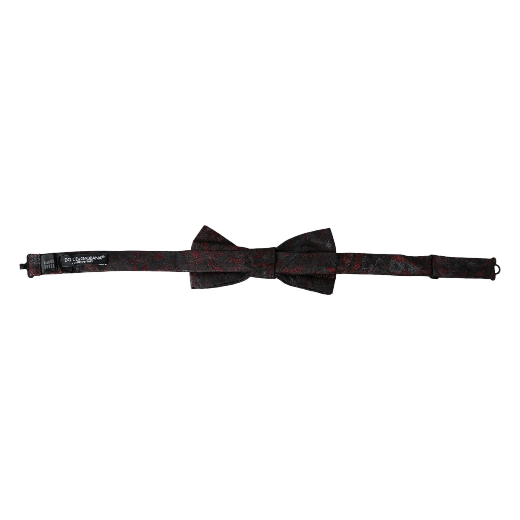 Dolce & Gabbana Red Black Floral Adjustable Neck Men Bow Tie
