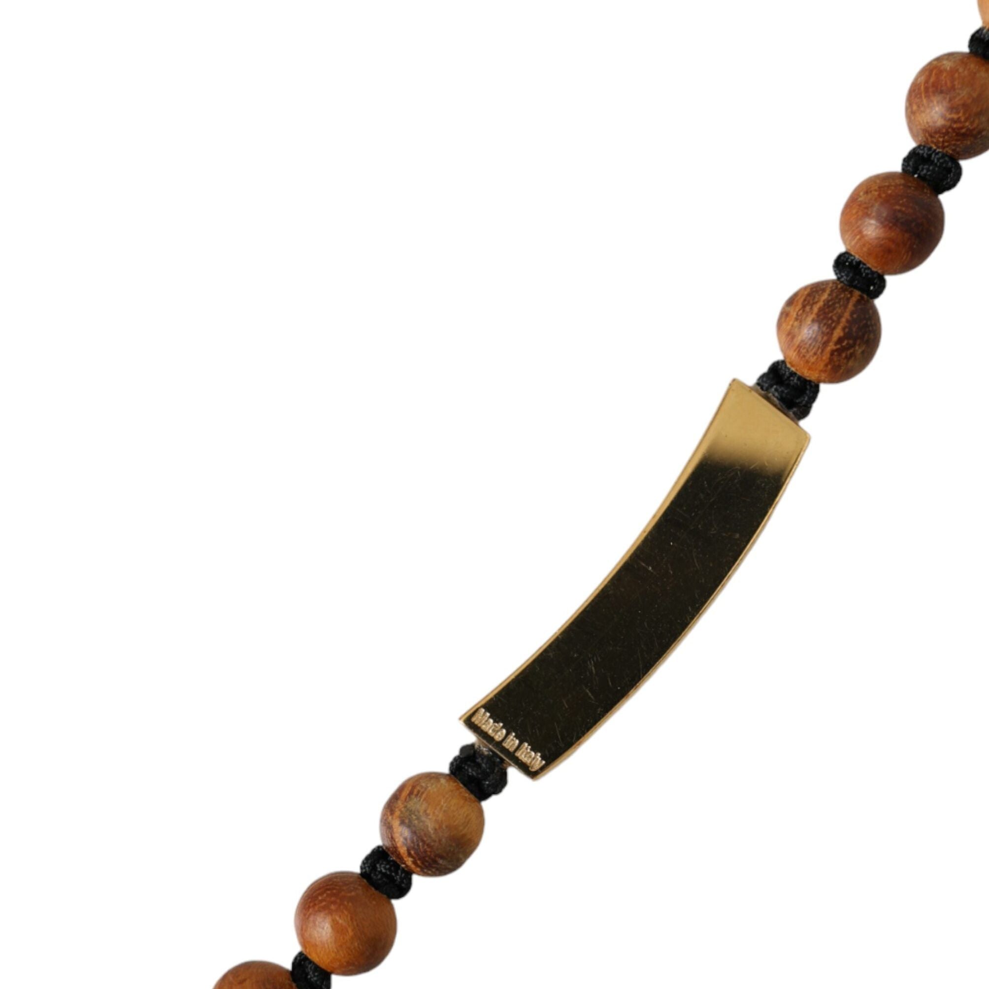 Dolce & Gabbana Black Gold Wooden Beaded Logo Pendant