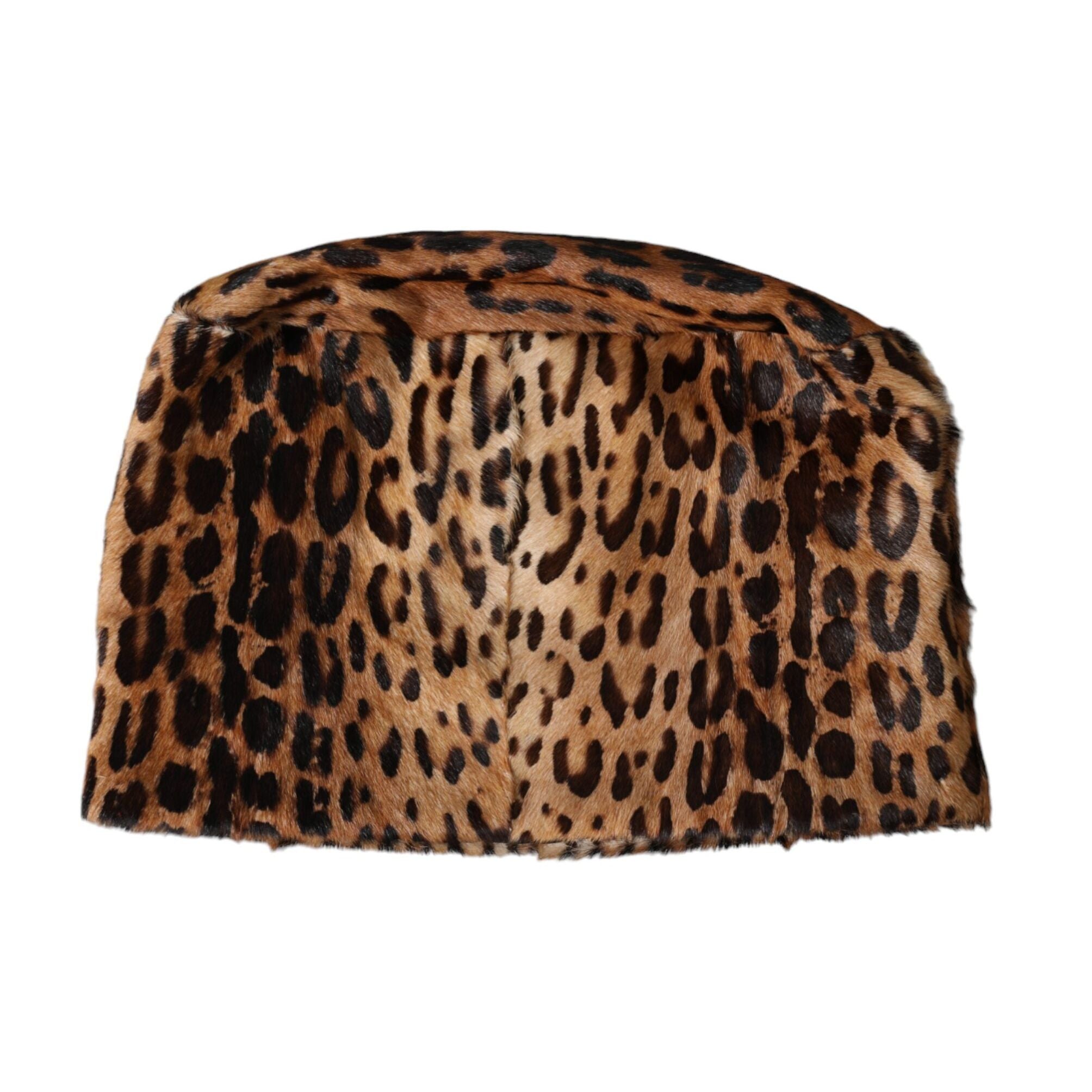 Dolce & Gabbana Brown Leopard Fur Women Bucket Hat