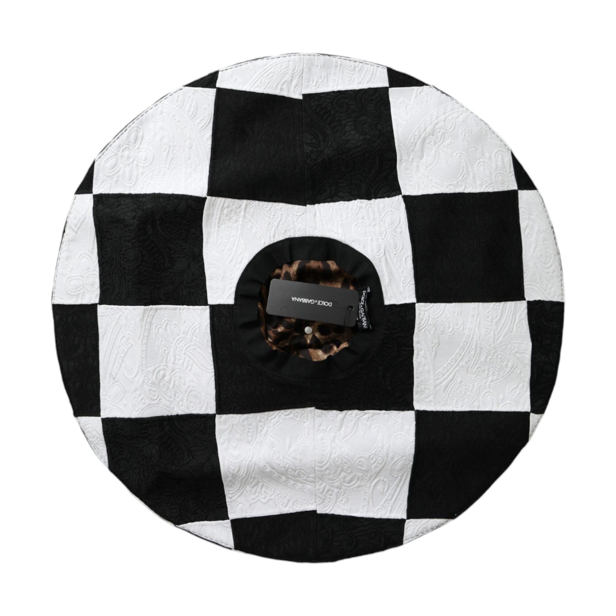 Dolce & Gabbana Black White Checkered Wide Brim Floppy Hat