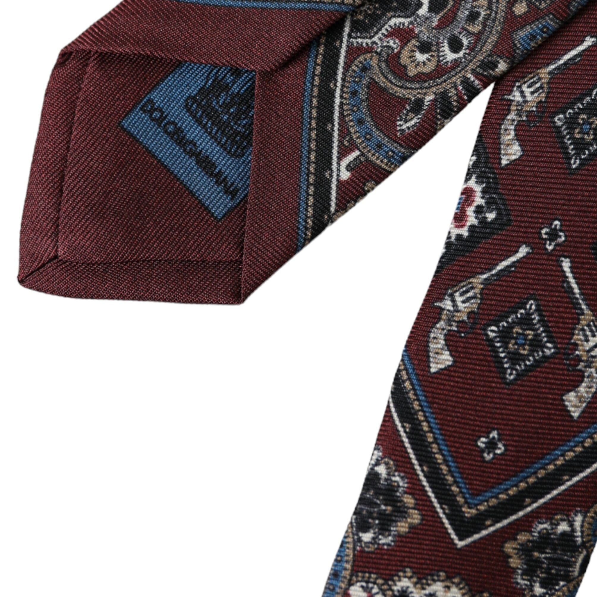 Dolce & Gabbana Bordeaux Printed 100% Silk Adjustable Men Tie