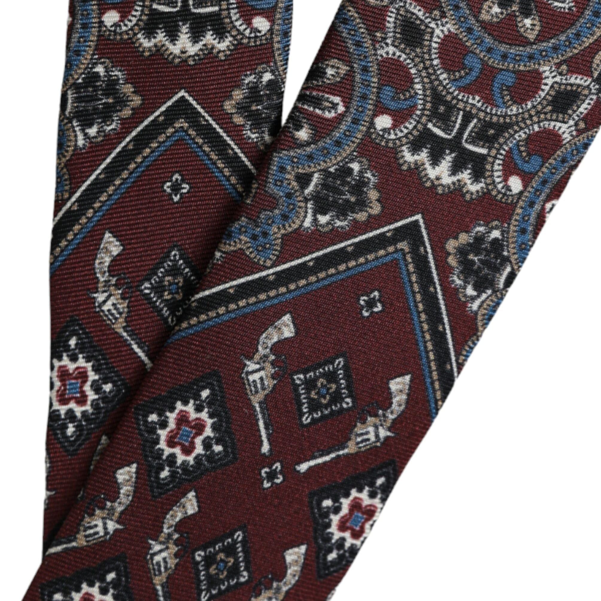 Dolce & Gabbana Bordeaux Printed 100% Silk Adjustable Men Tie