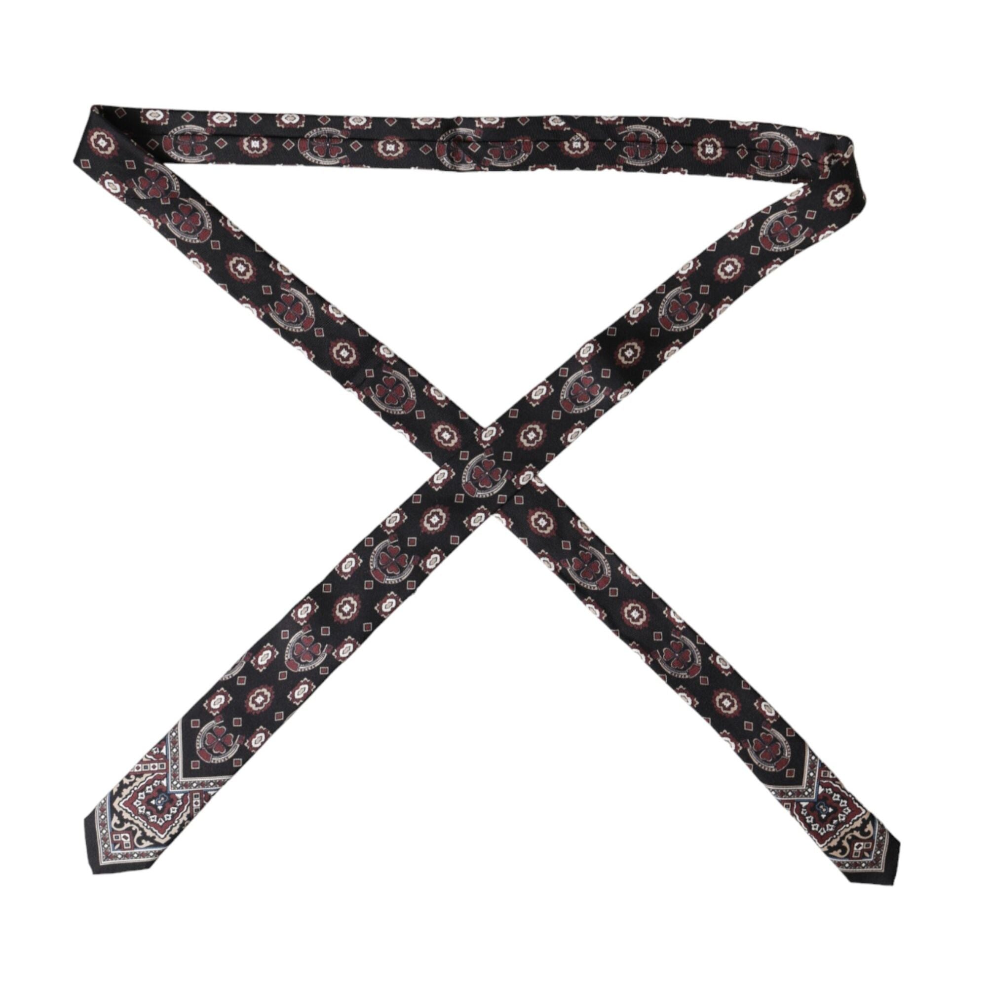 Dolce & Gabbana Black Printed 100% Silk Adjustable Men Tie