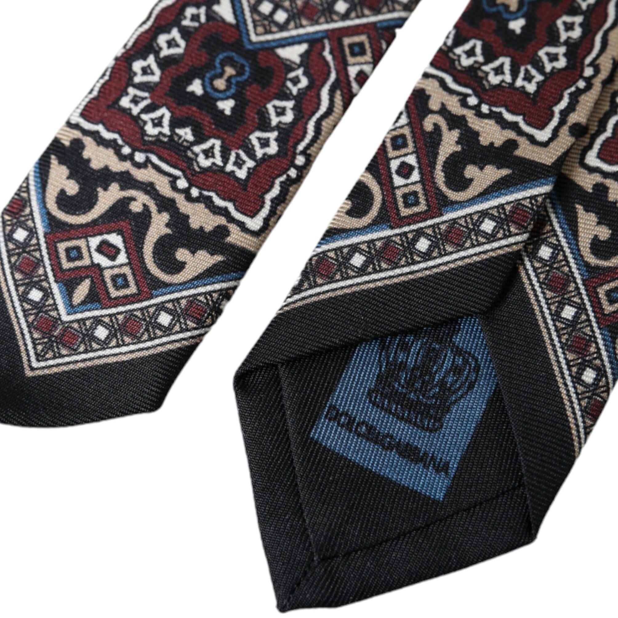 Dolce & Gabbana Black Printed 100% Silk Adjustable Men Tie