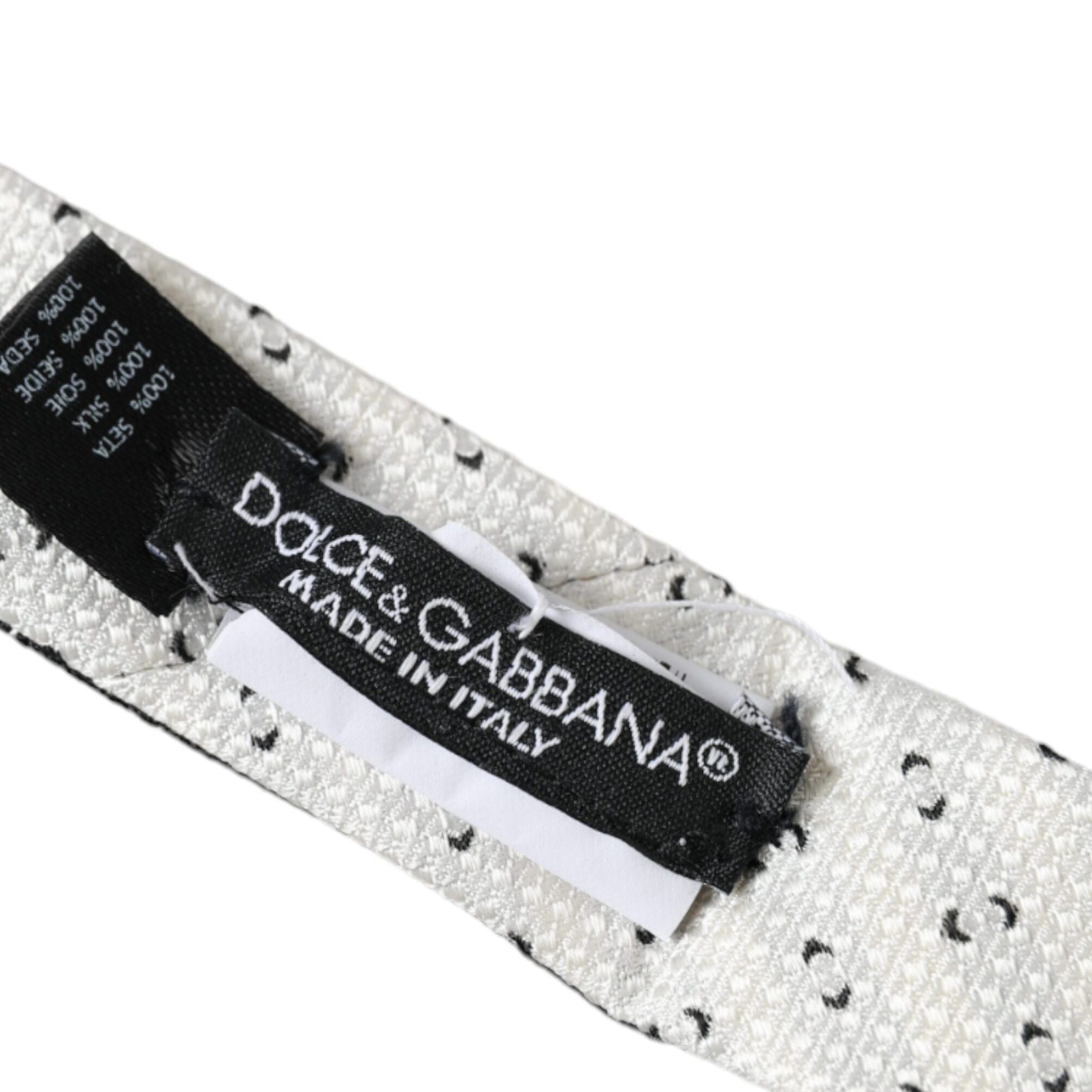 Dolce & Gabbana Black White Patterned Adjustable Tie