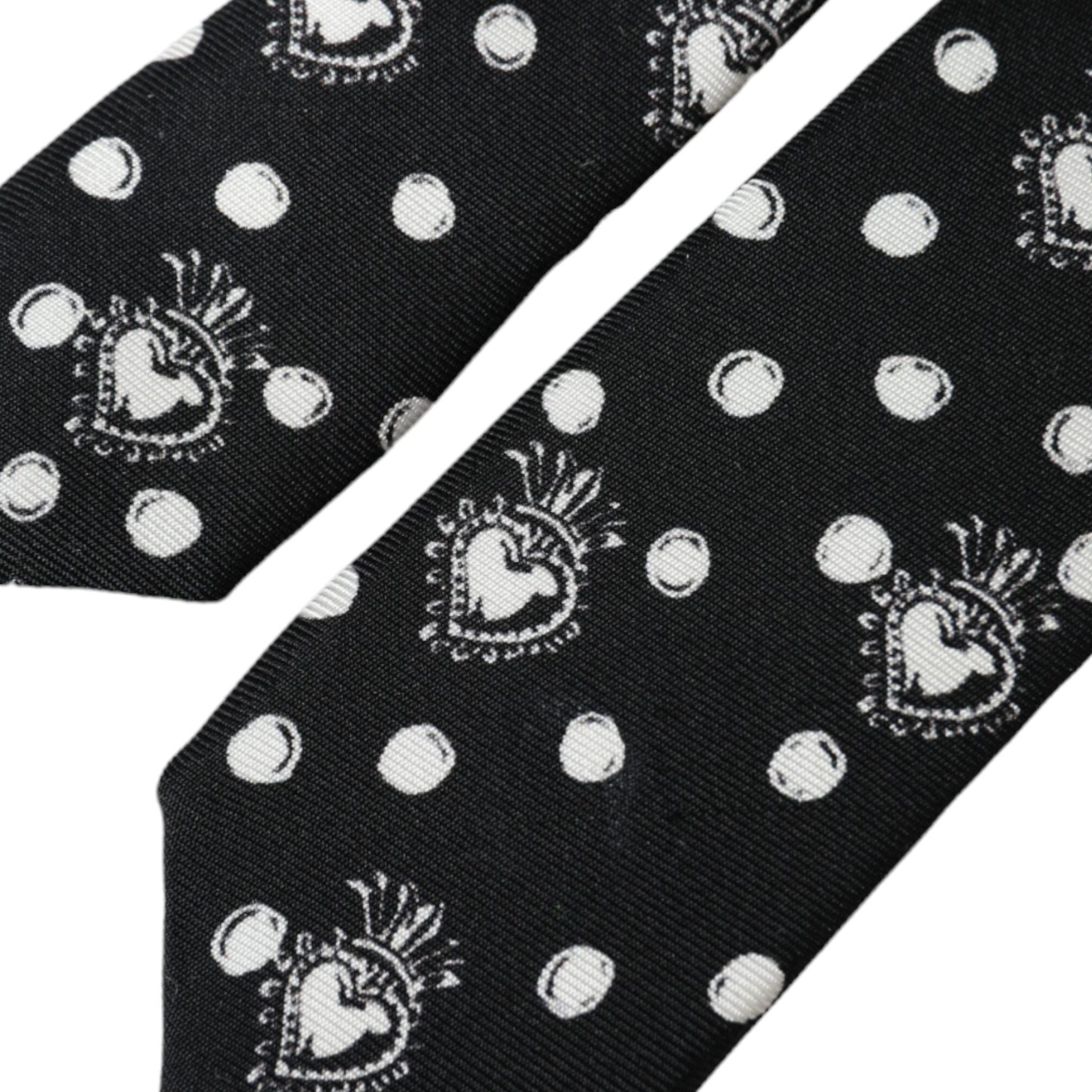 Dolce & Gabbana Black Heart Polka Dot Adjustable Tie