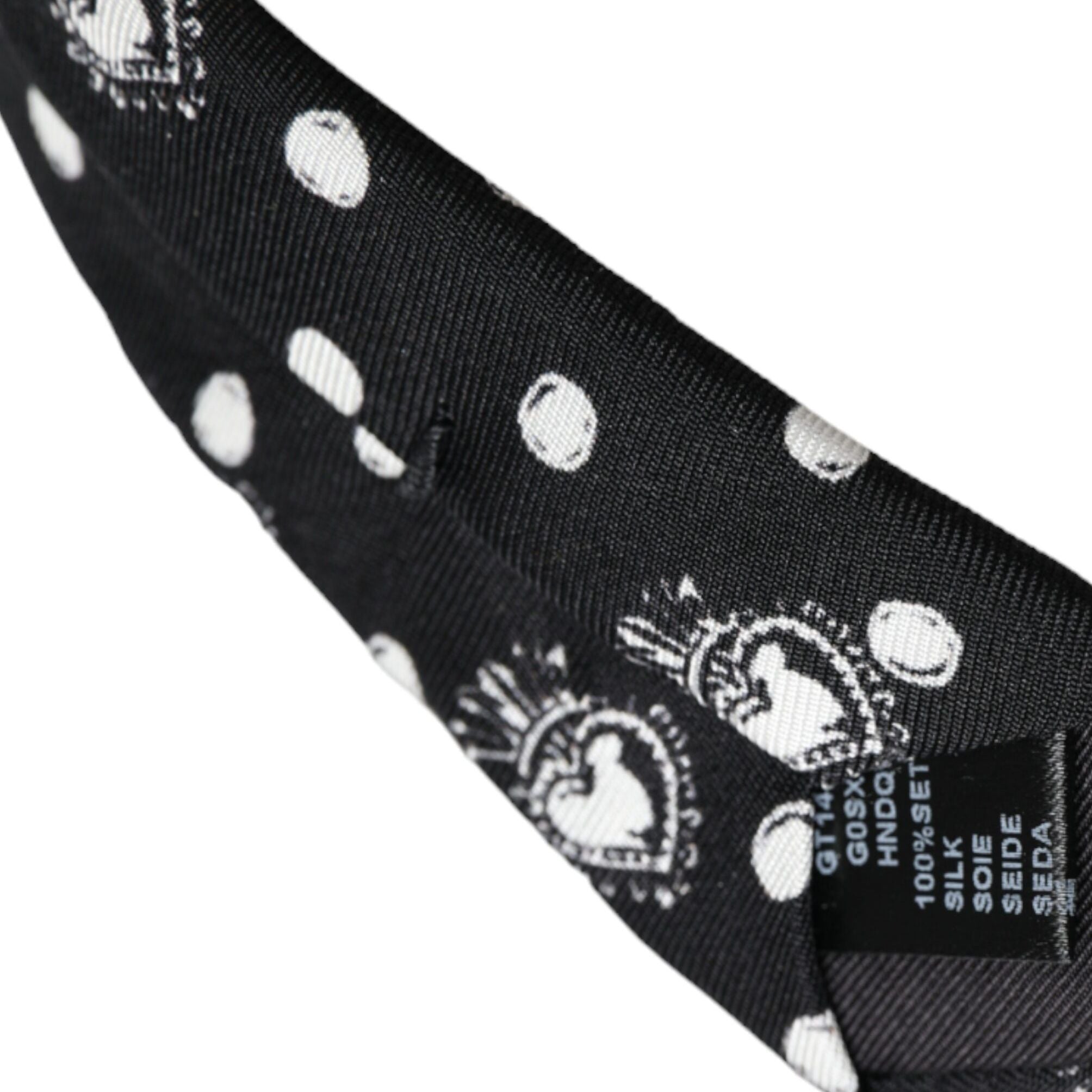 Dolce & Gabbana Black Heart Polka Dot Adjustable Tie
