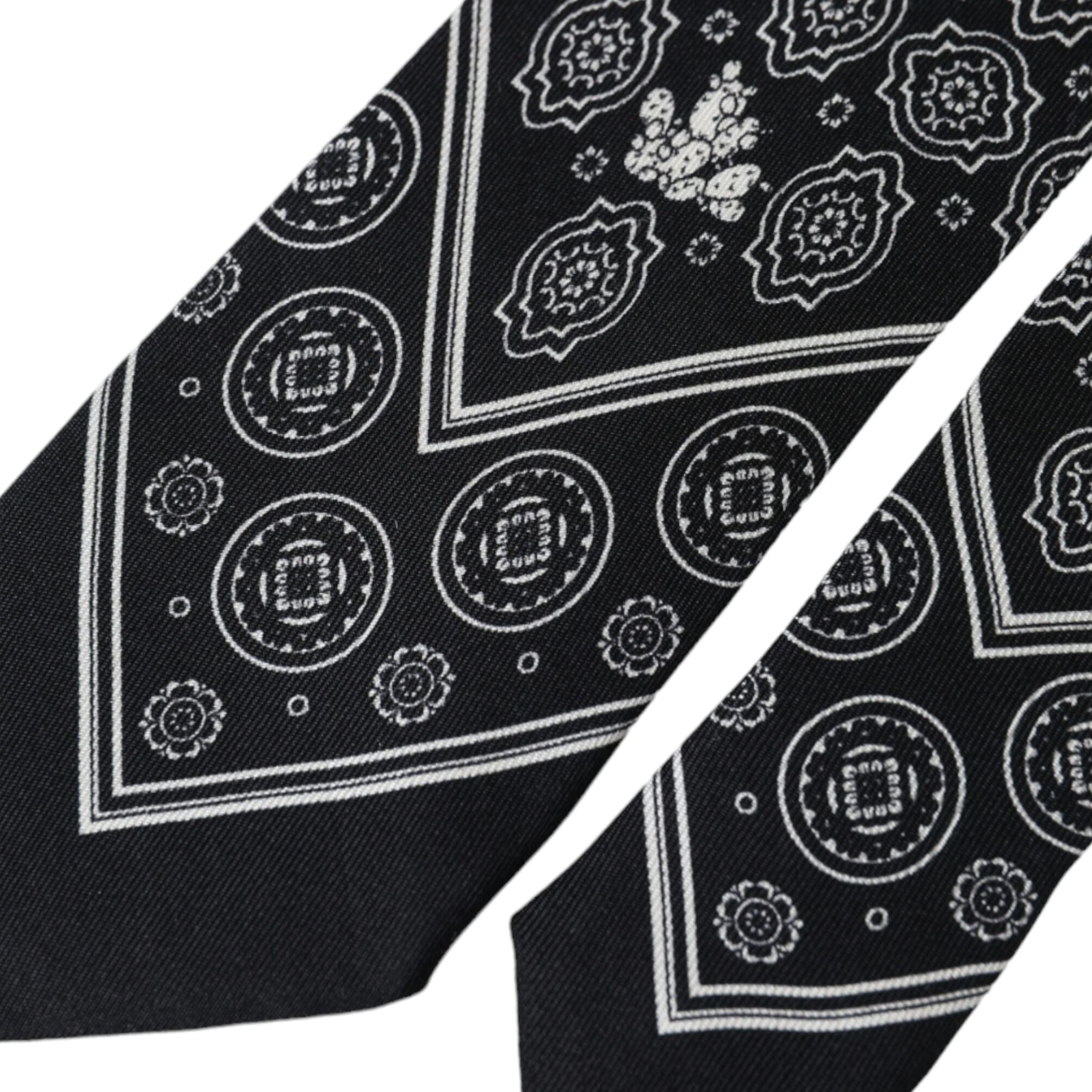 Dolce & Gabbana Black Patterned 100%Silk Adjustable Tie