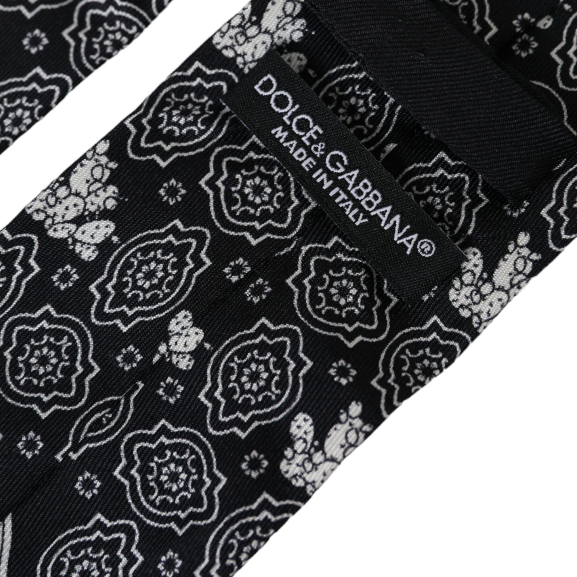 Dolce & Gabbana Black Patterned 100%Silk Adjustable Tie
