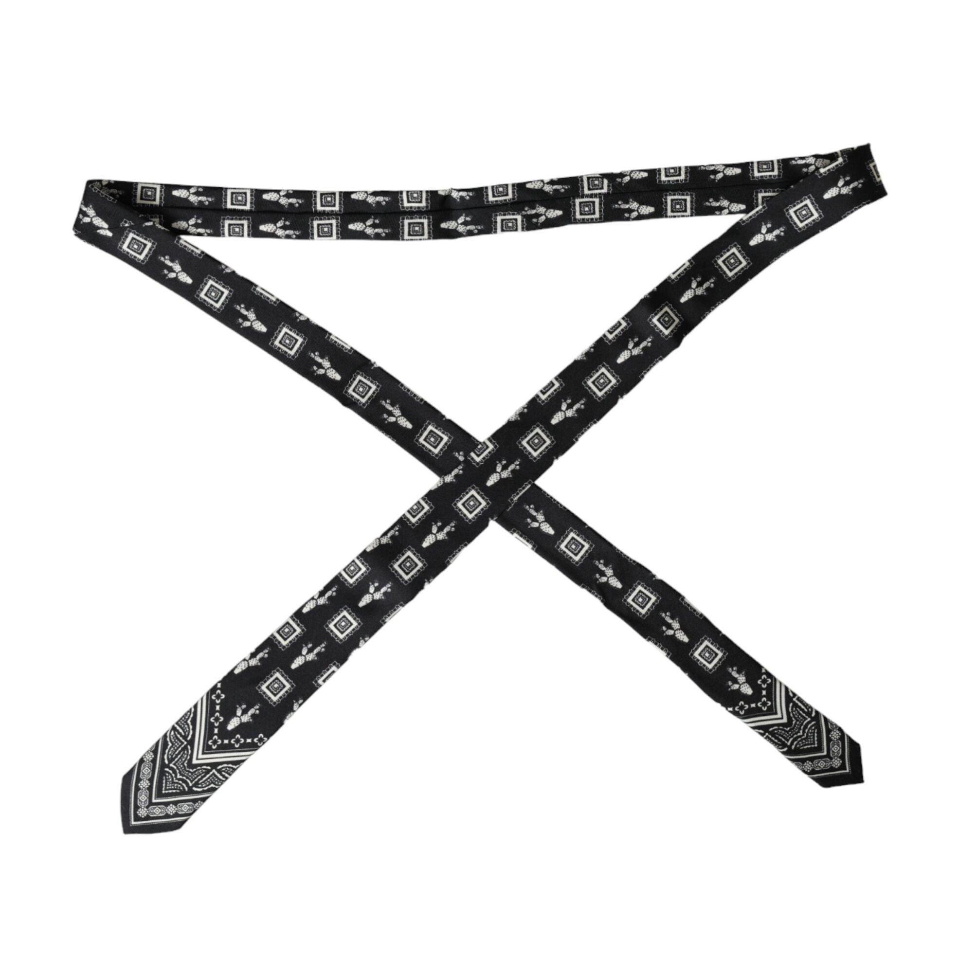 Dolce & Gabbana Black Patterned 100%Silk Adjustable Tie