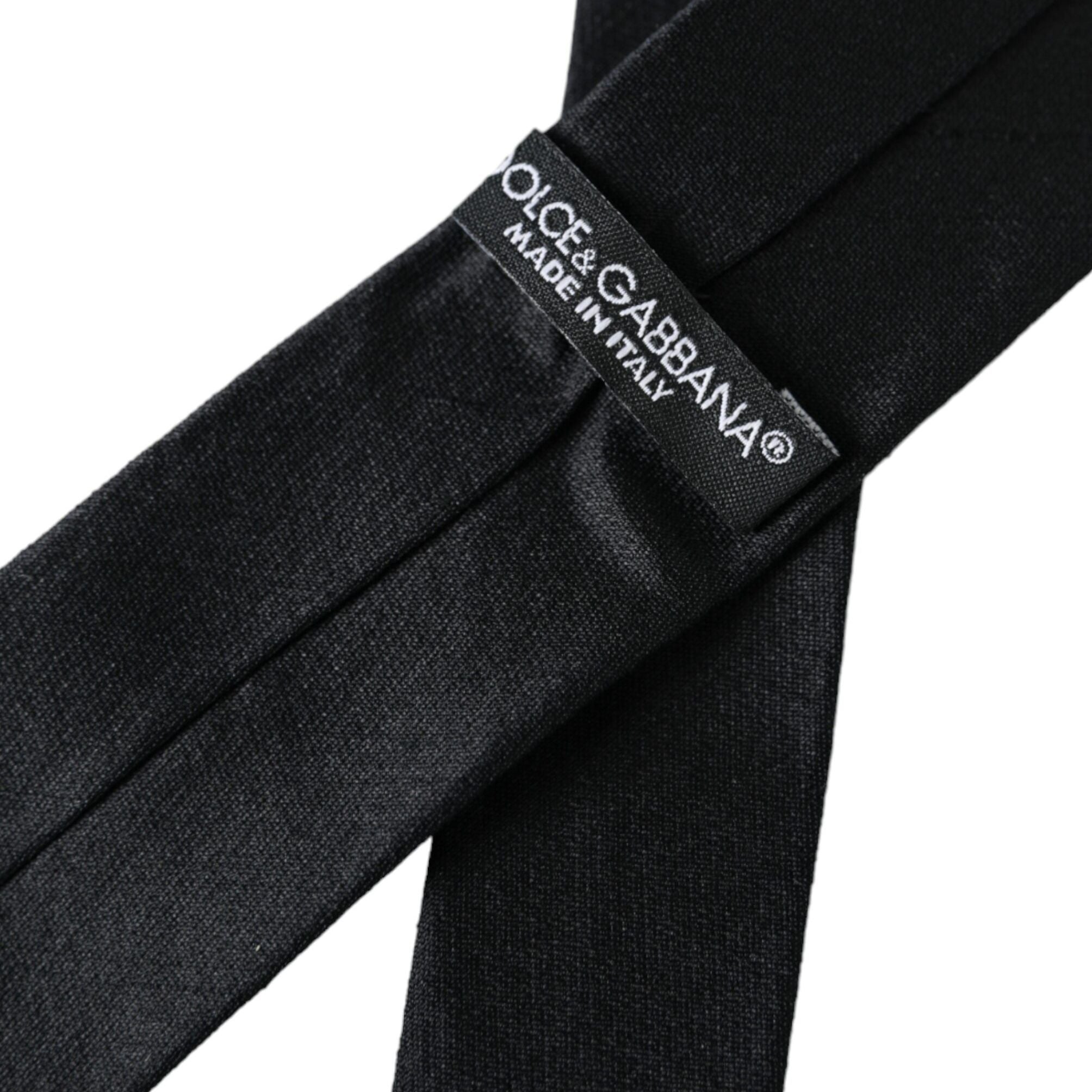 Dolce & Gabbana Black Solid 100% Silk Adjustable Tie