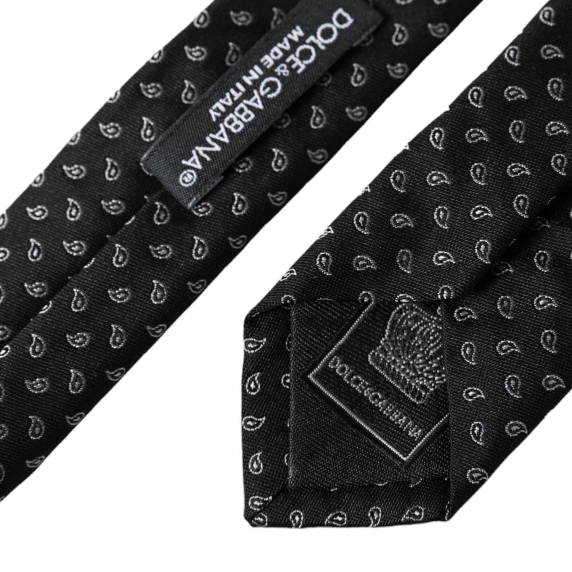 Dolce & Gabbana Black Jacquard Patterned Silk Adjustable Men Tie