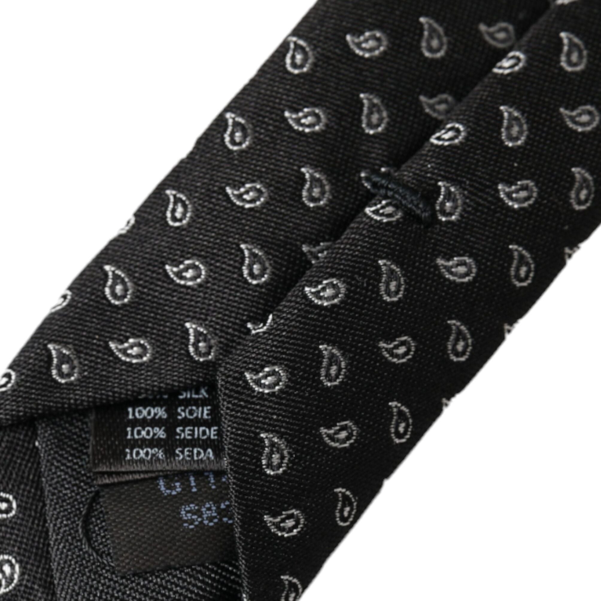 Dolce & Gabbana Black Jacquard Patterned Silk Adjustable Men Tie