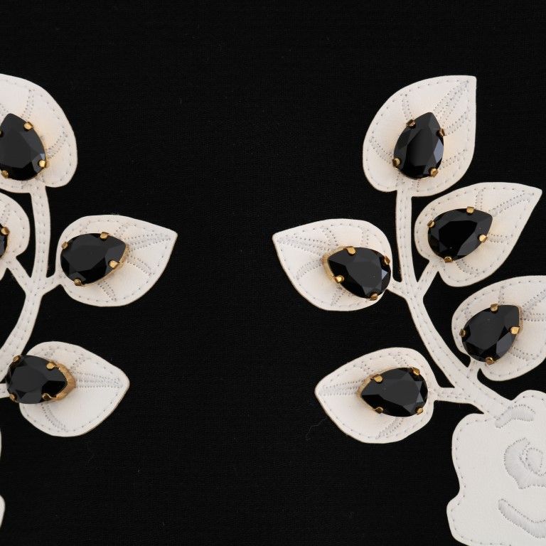 Dolce & Gabbana Black Crystal Floral Pencil Skirt