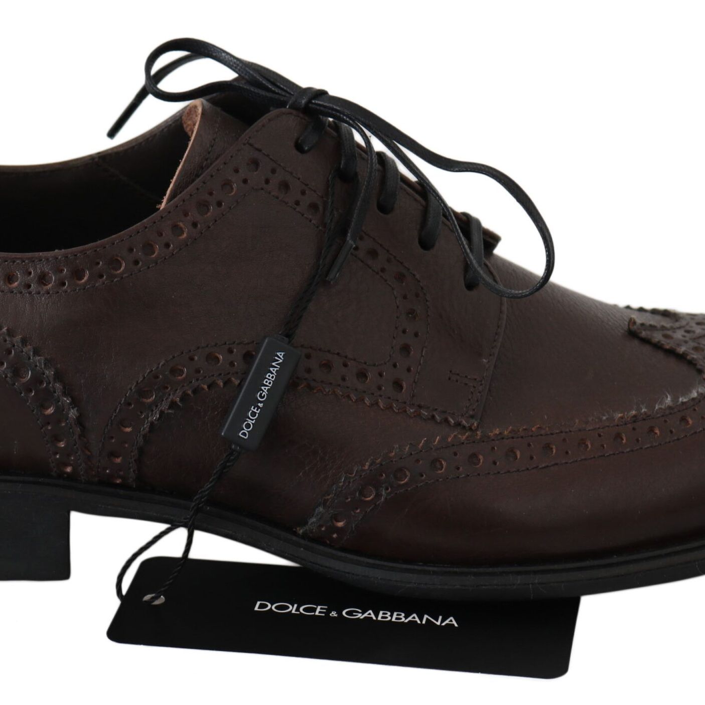 Dolce & Gabbana Brown Leather Brogue Derby Dress Shoes