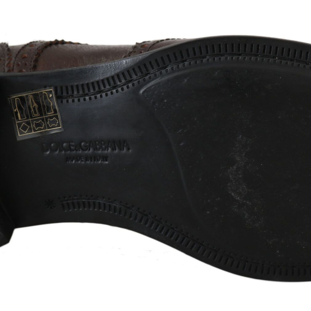 Dolce & Gabbana Brown Leather Brogue Derby Dress Shoes