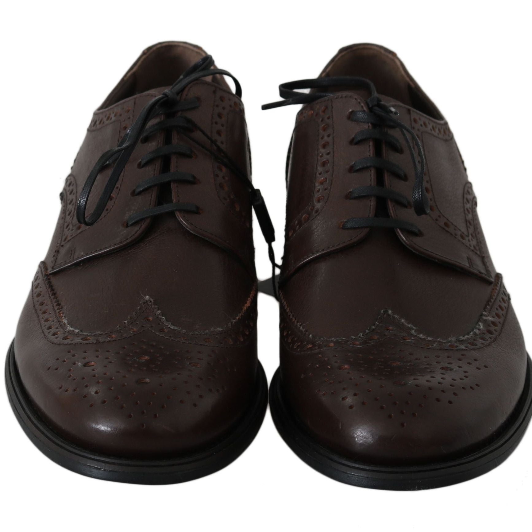 Dolce & Gabbana Brown Leather Brogue Derby Dress Shoes