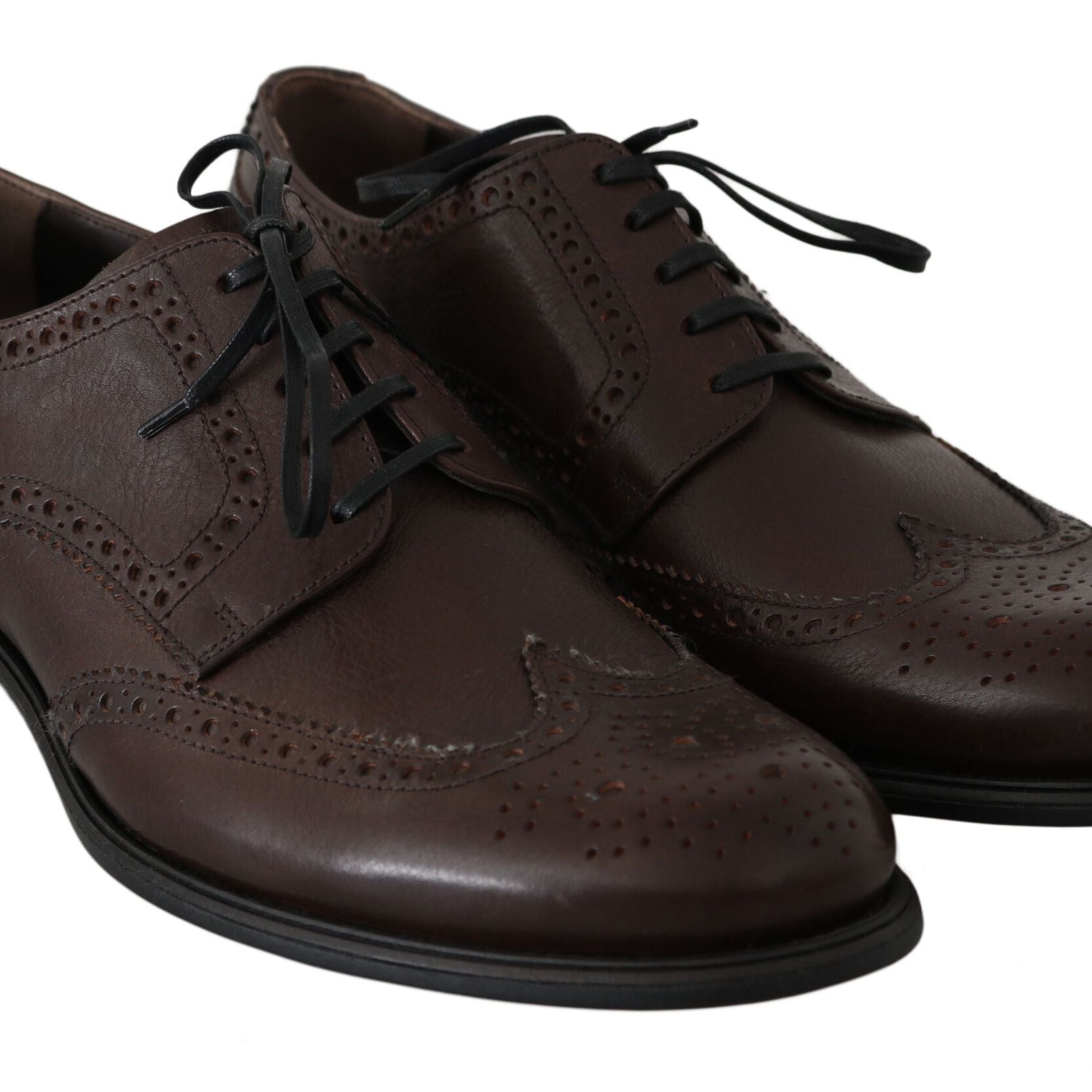 Dolce & Gabbana Brown Leather Brogue Derby Dress Shoes
