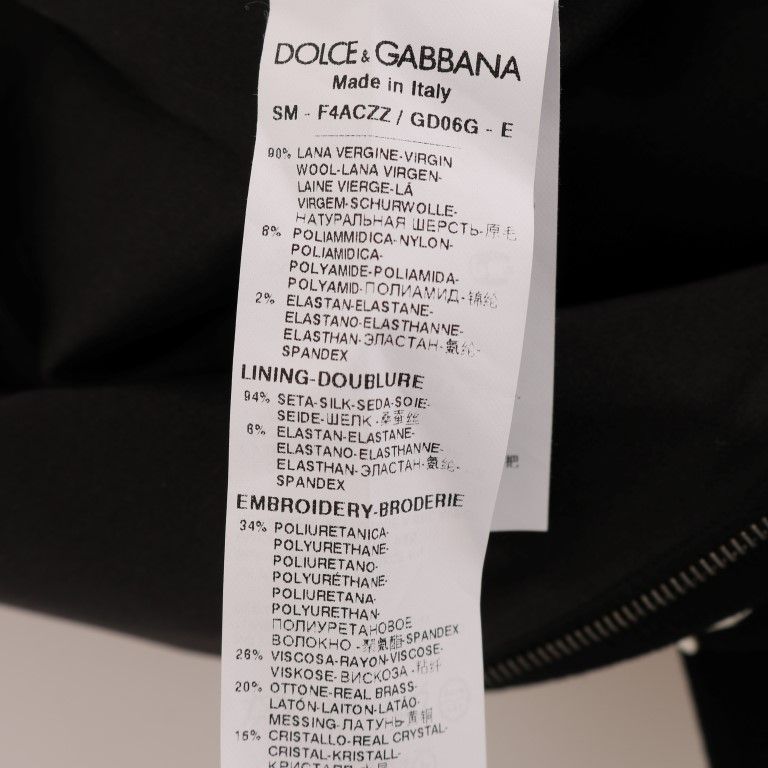 Dolce & Gabbana Black Crystal Floral Pencil Skirt