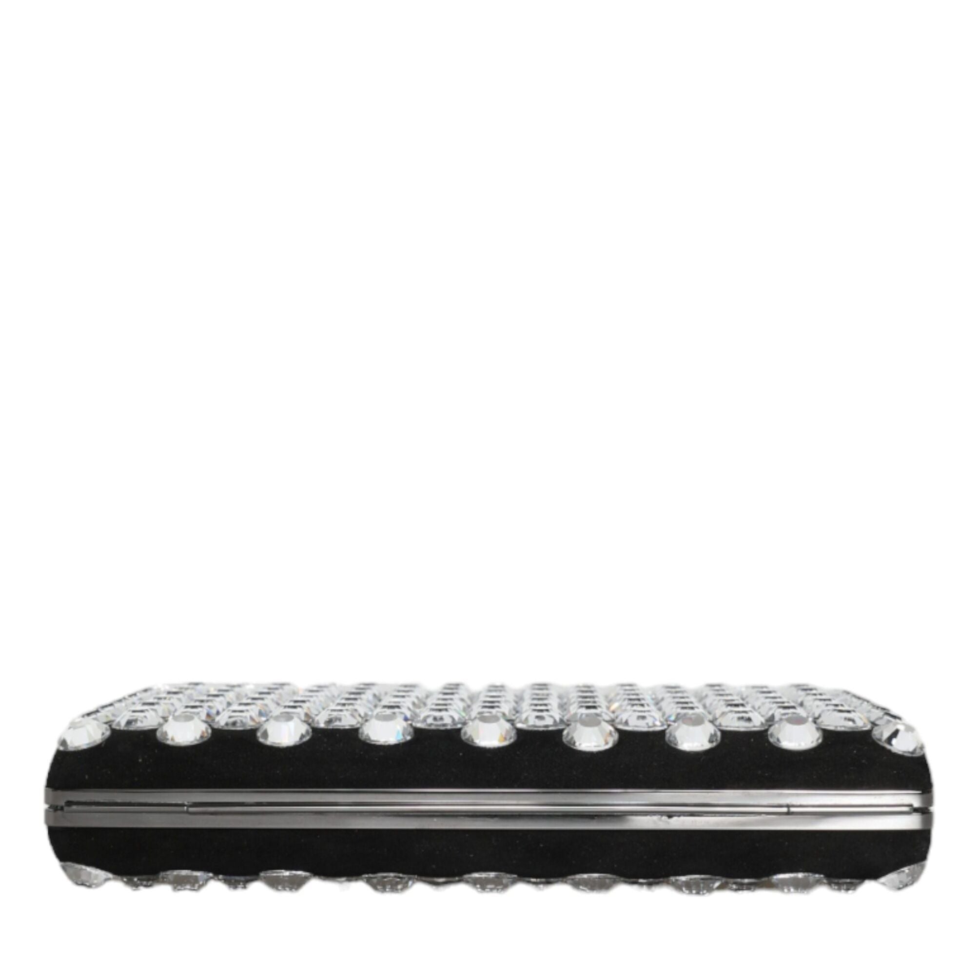 Dolce & Gabbana Black Velvet Crystal Clutch Evening Party Purse Bag