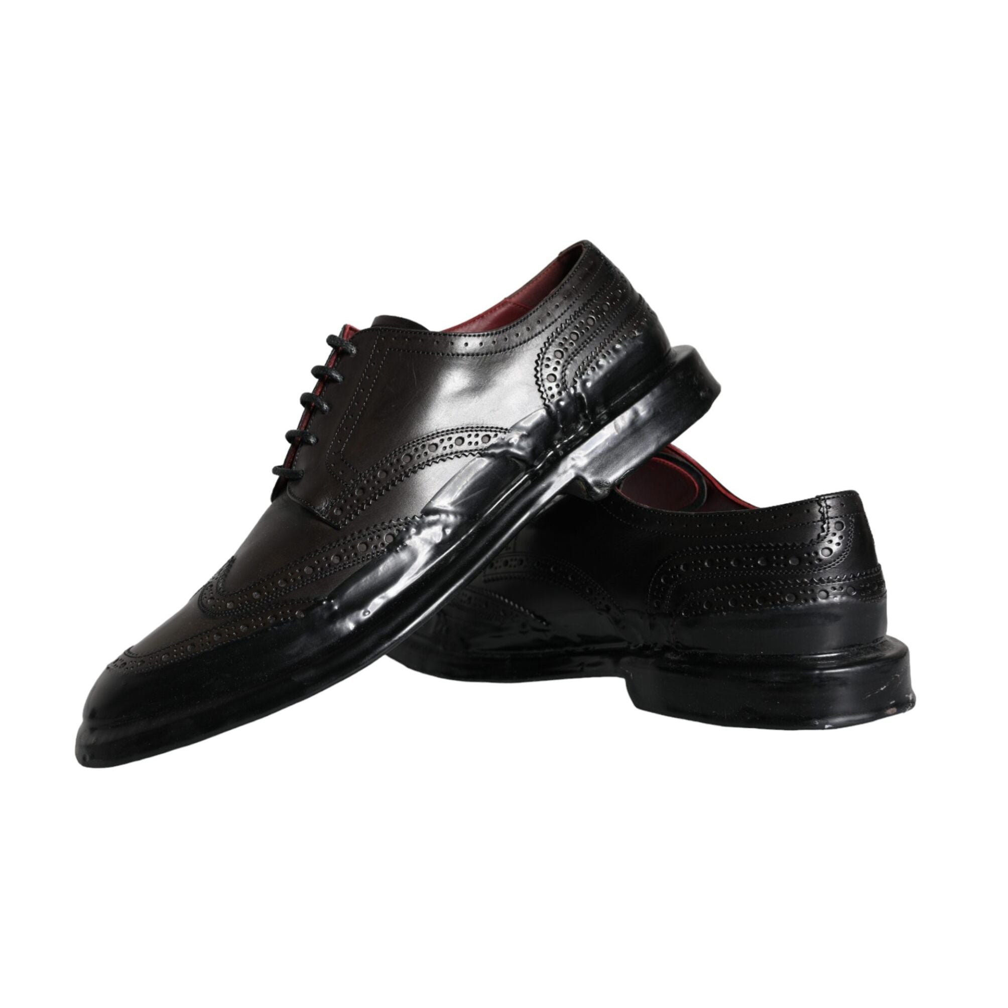 Dolce & Gabbana Black Leather Oxford Wingtip Formal Men Shoes