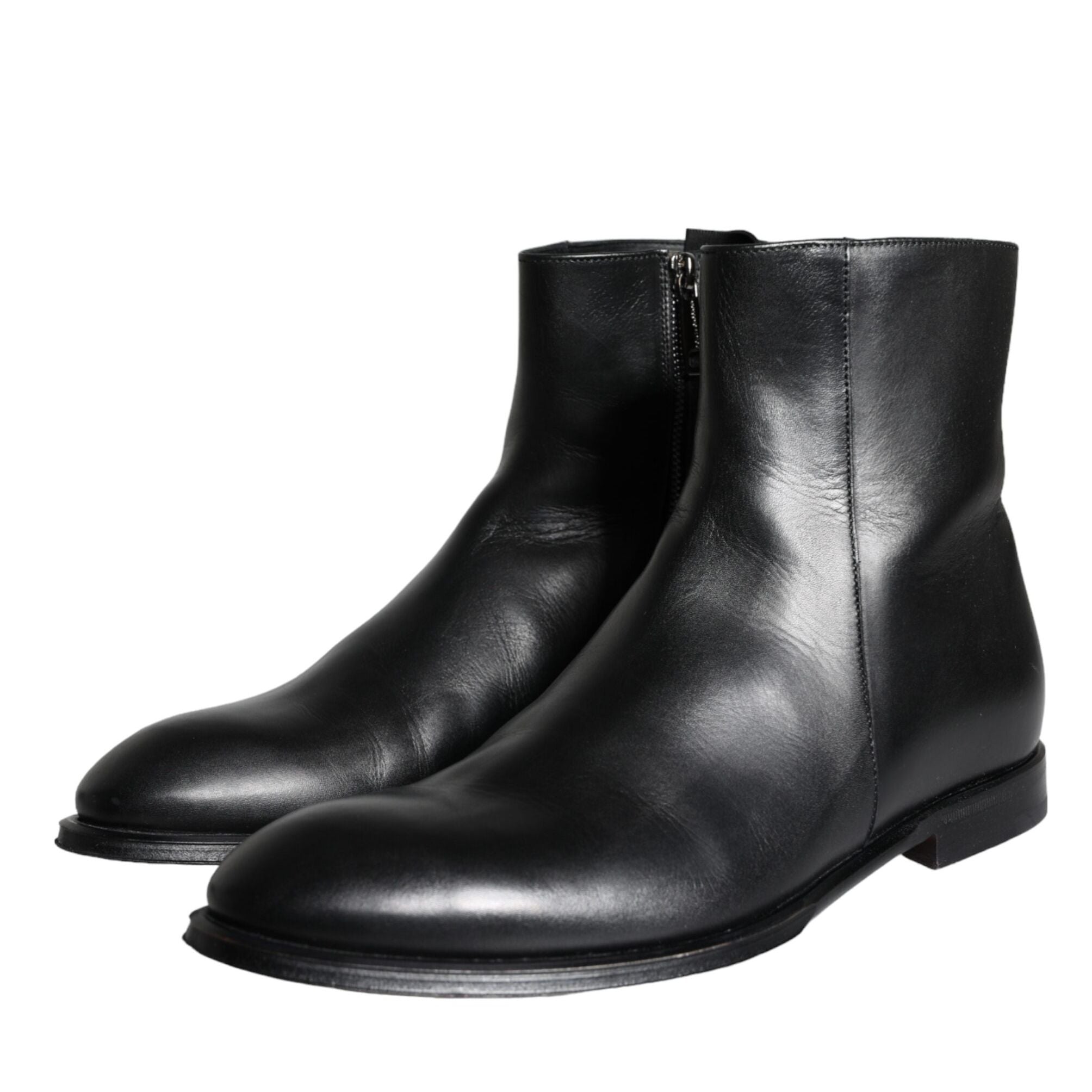 Dolce & Gabbana Black Calf Leather Men Ankle Boots Men Shoes