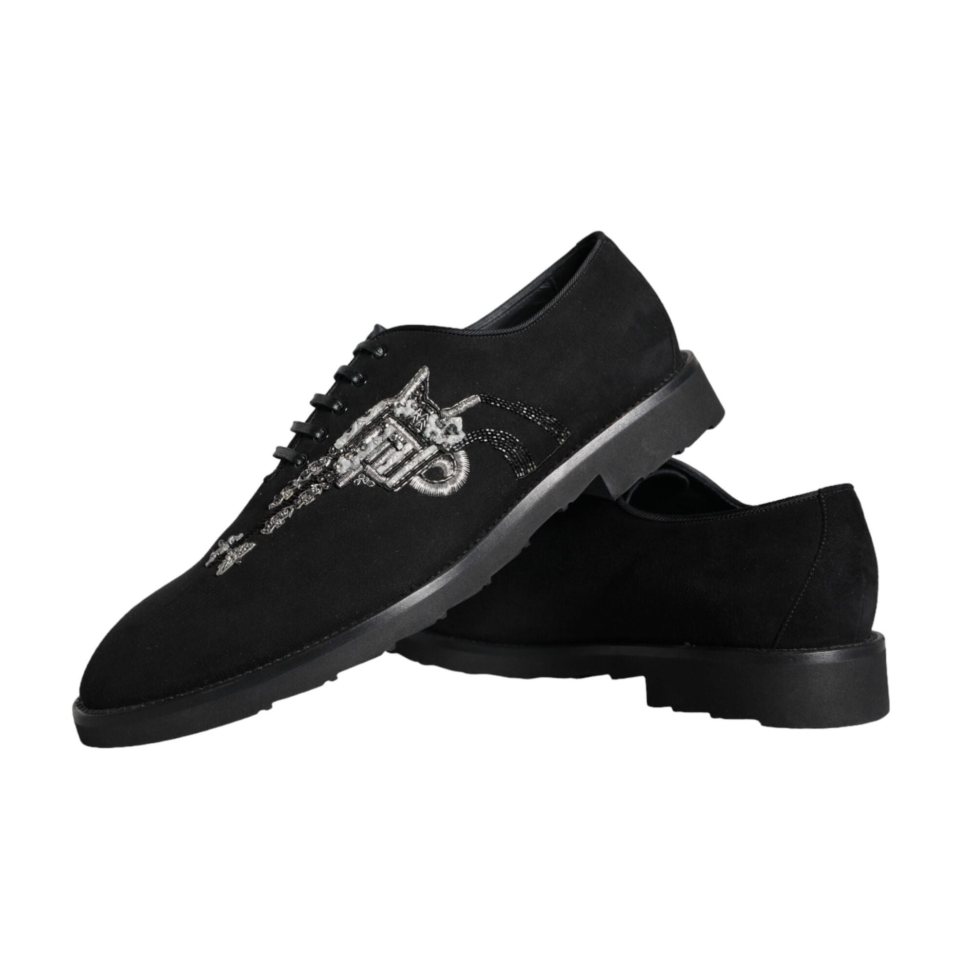 Dolce & Gabbana Black Suede Sicilia Lace Up Formal Shoes