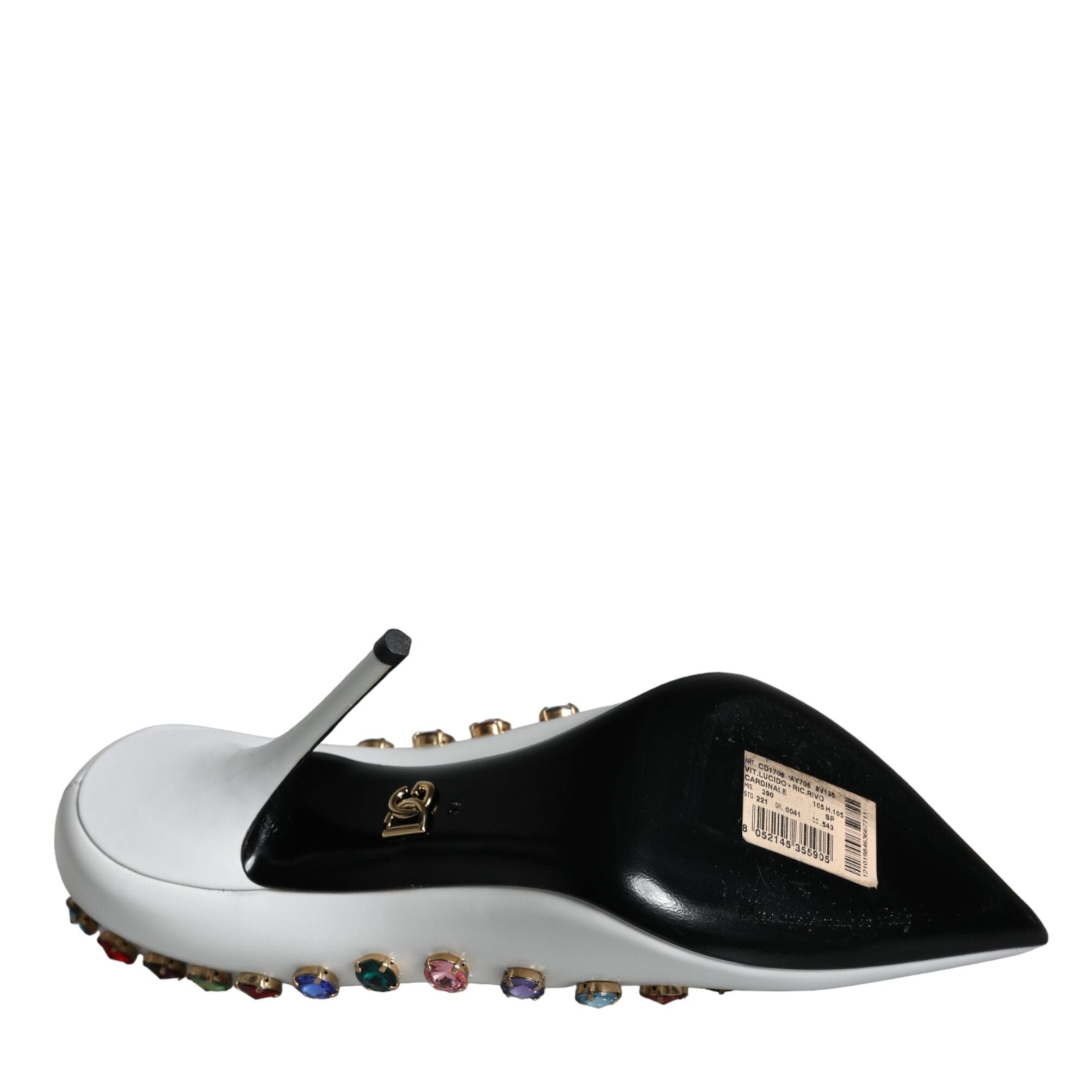 Dolce & Gabbana White Crystal Leather High Heels Pumps Shoes