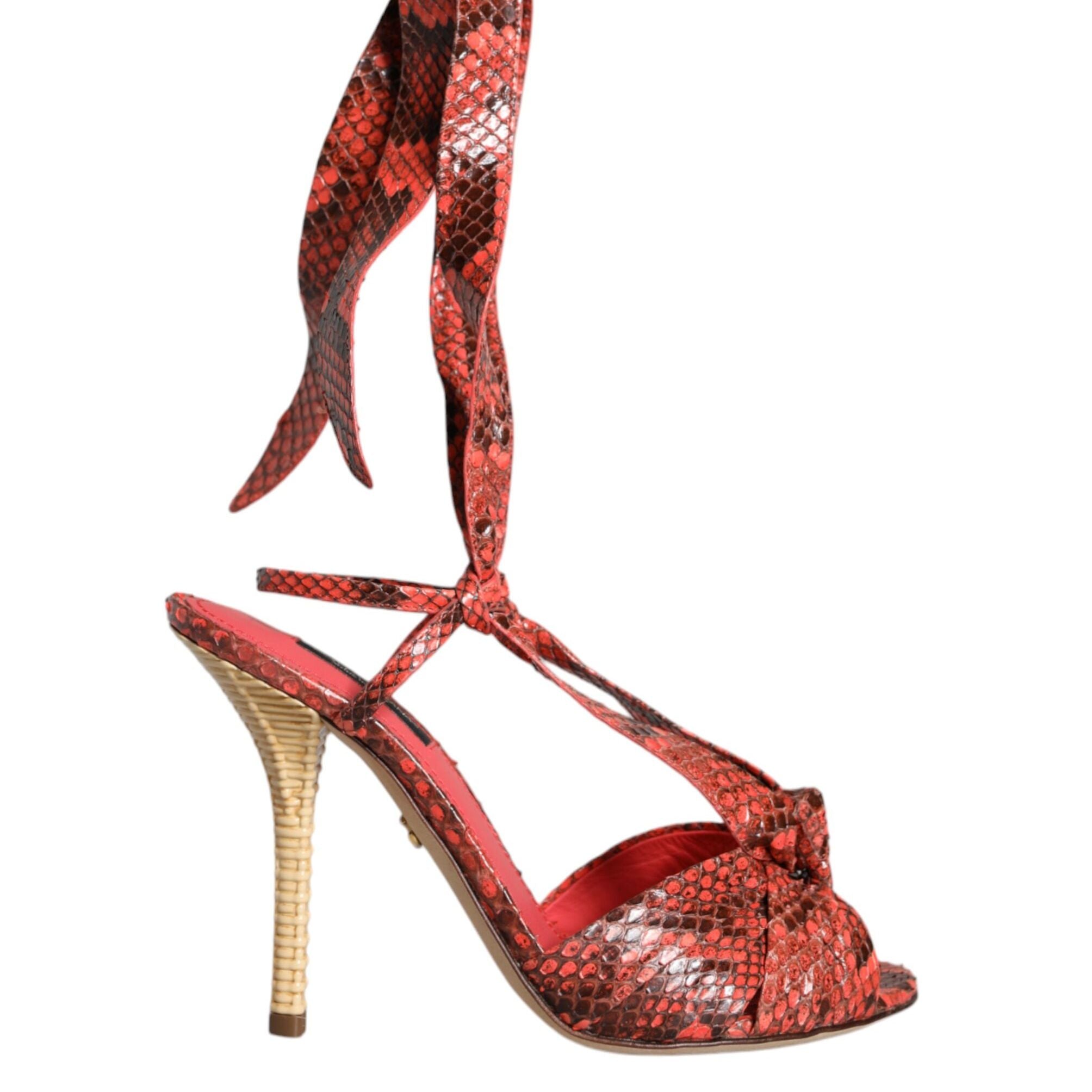 Dolce & Gabbana Coral Exotic Leather Heels Sandals Shoes