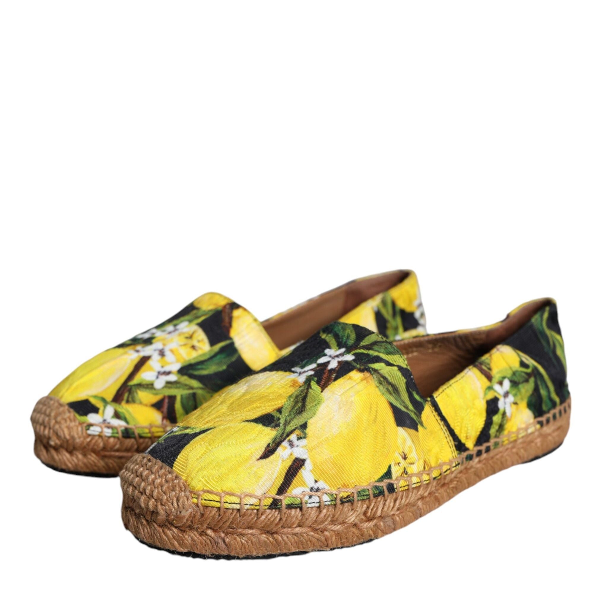 Dolce & Gabbana Multicolor Lemon Slip On Espadrilles Shoes