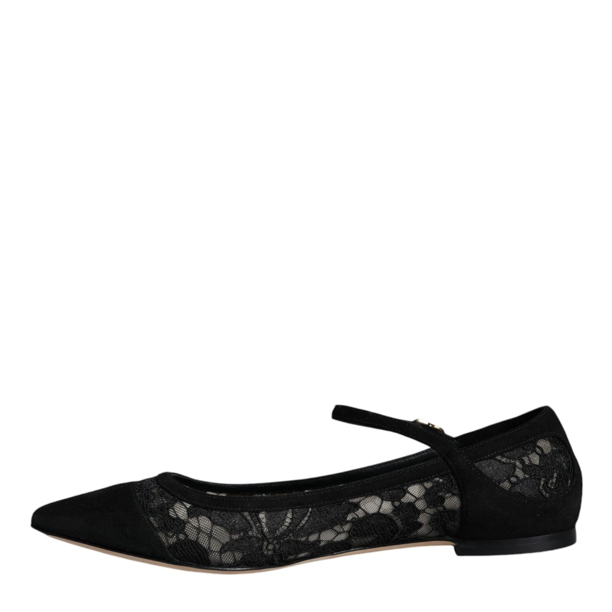 Dolce & Gabbana Black Taormina Lace Bellucci Flats Shoes